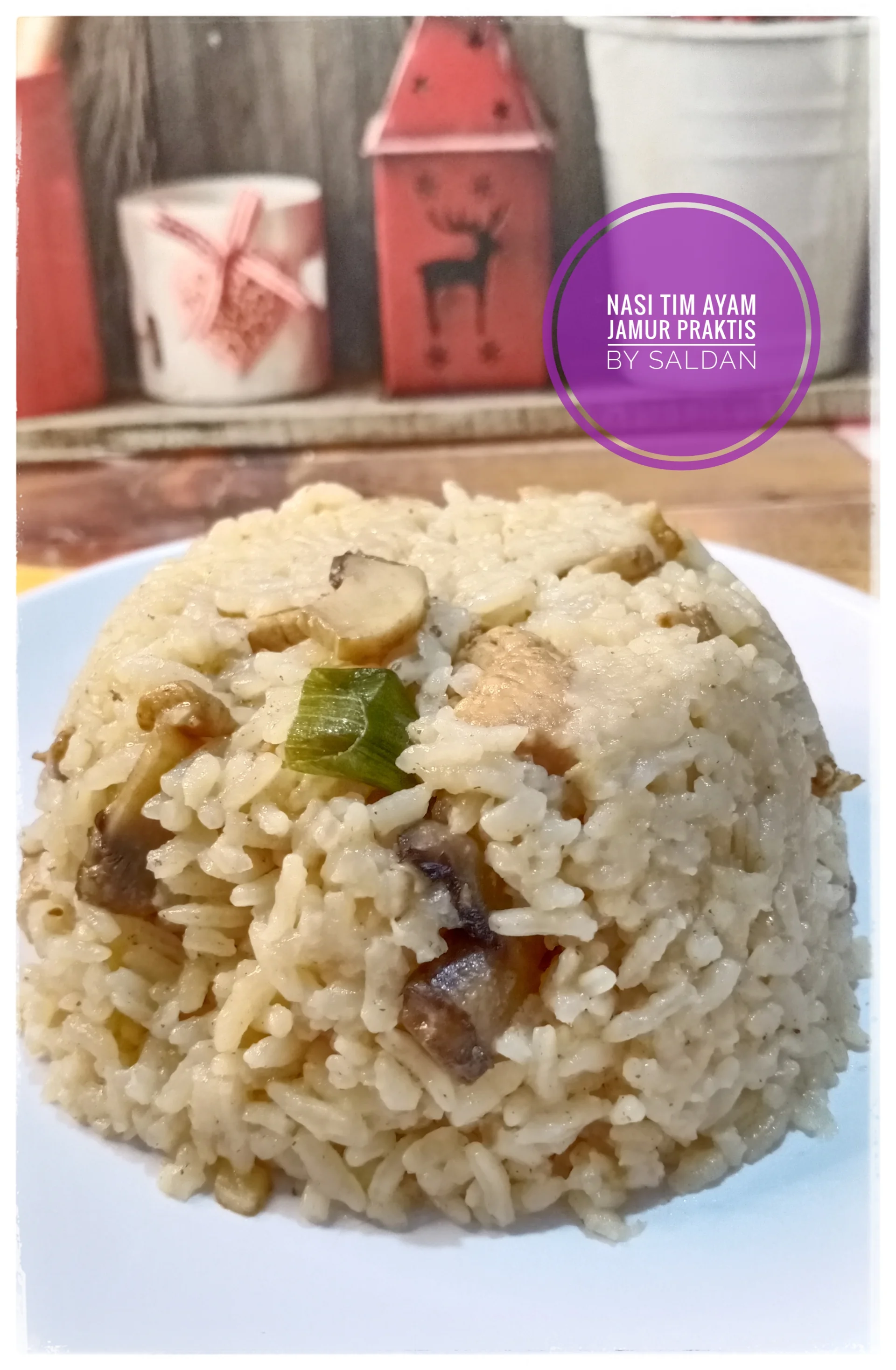 Nasi Tim Ayam Jamur Simple