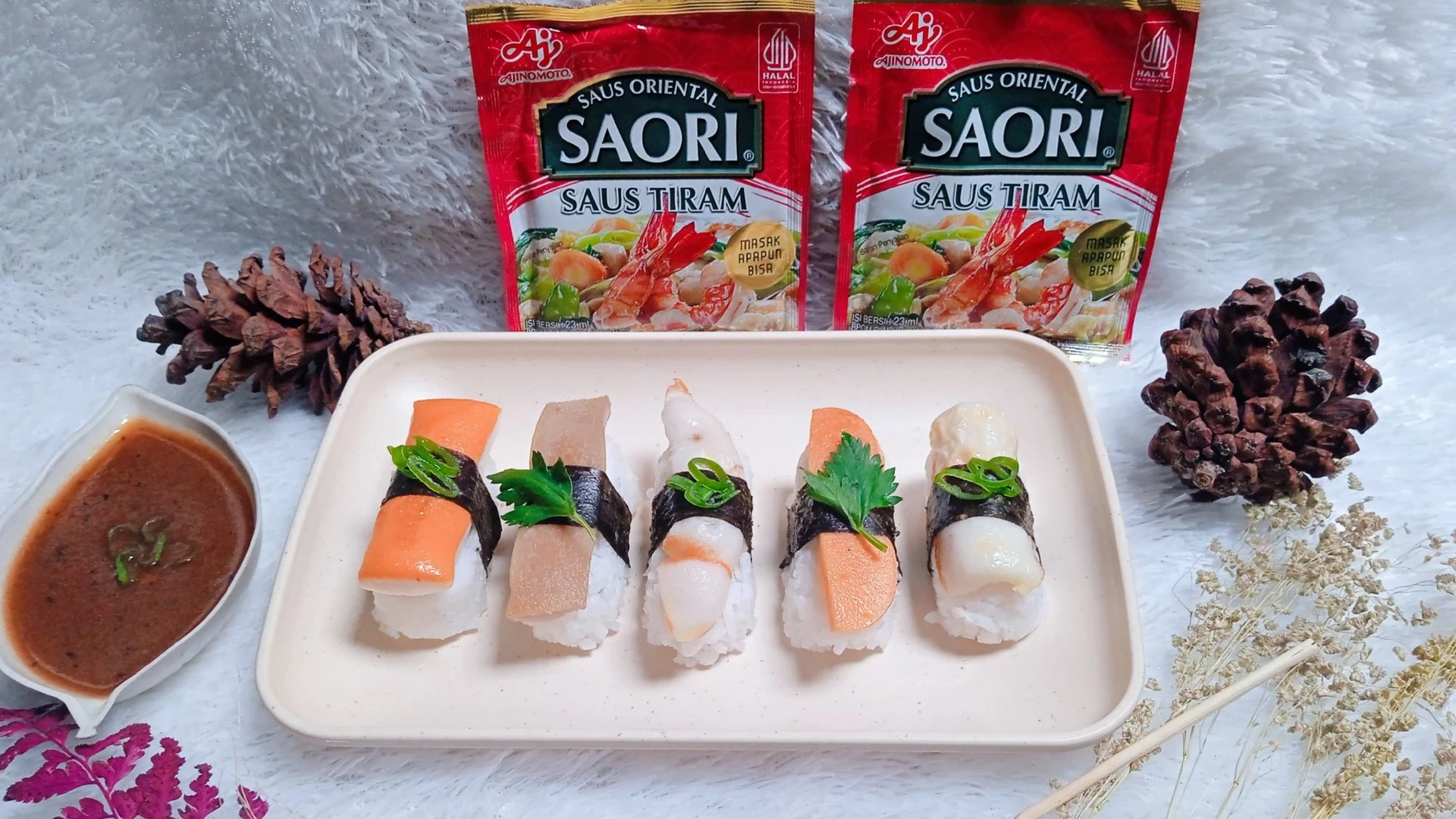 Nigiri Sushi Homemade with Saori Saus Tiram 