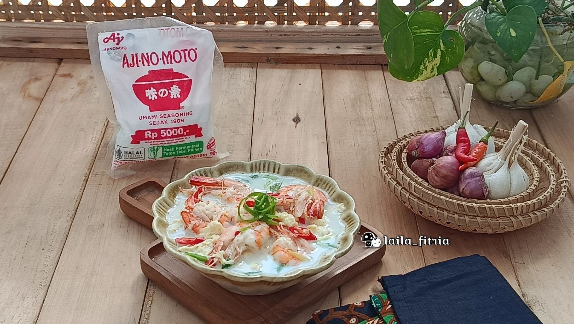 Orak Arik Telur Udang Kuah Santan ala Ajinomoto 