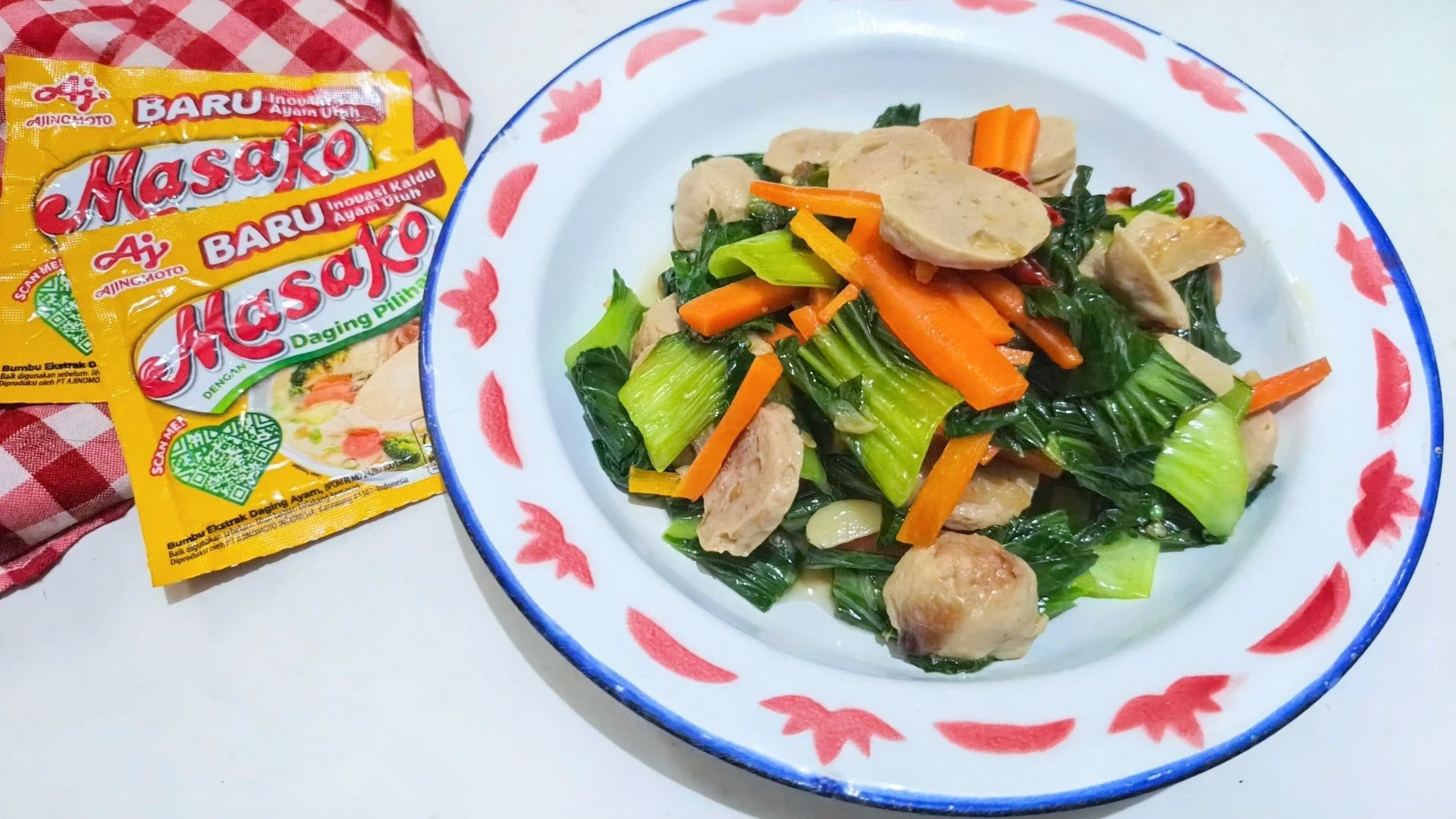 Oseng bakso pakcoy ala masako