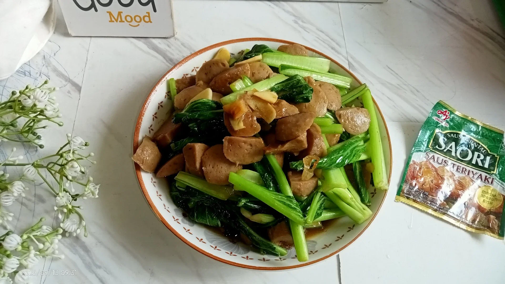 Oseng Bakso sawi 