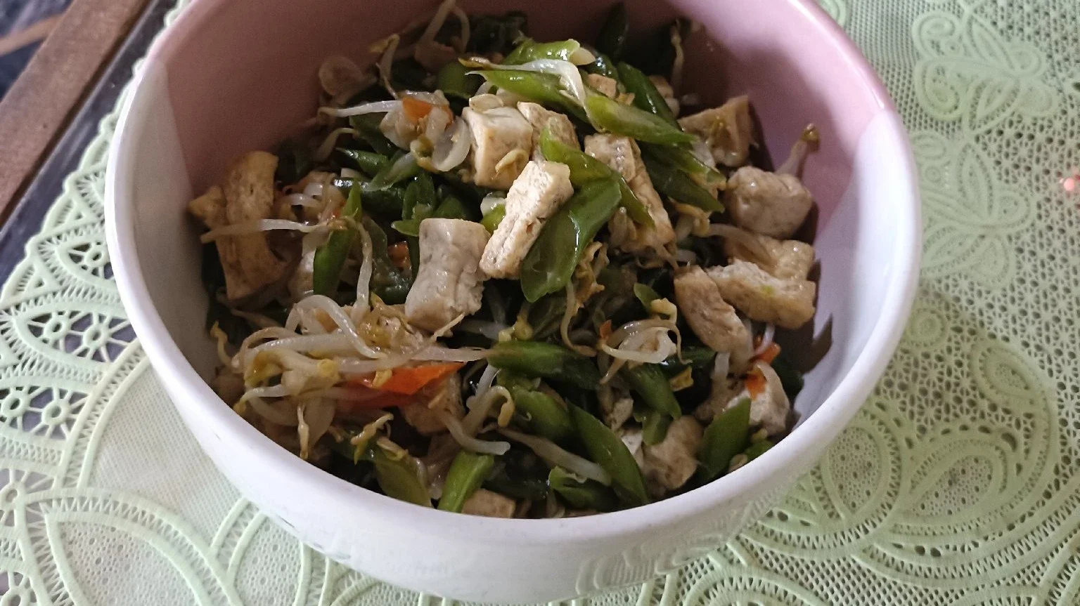Oseng buncis tahu with tauge