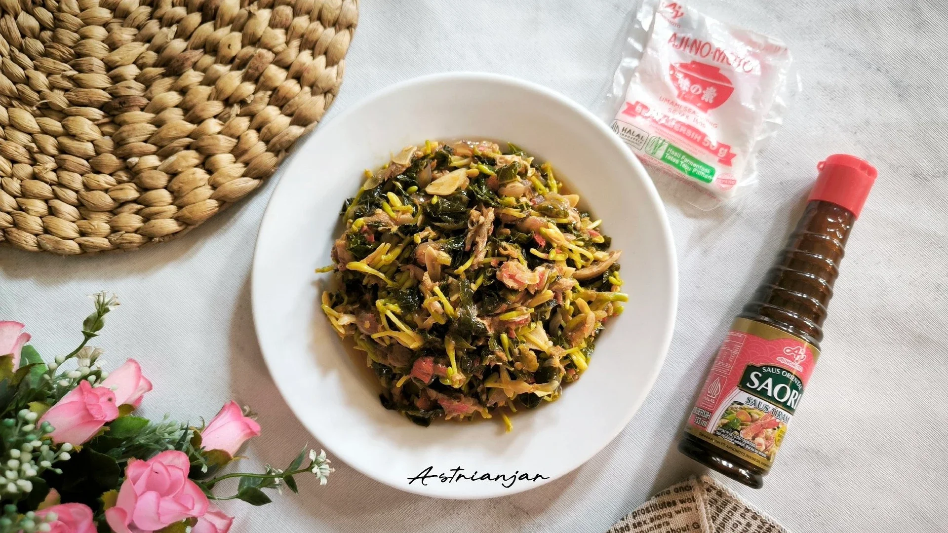 Oseng Daun dan Bunga Pepaya Ikan Cue