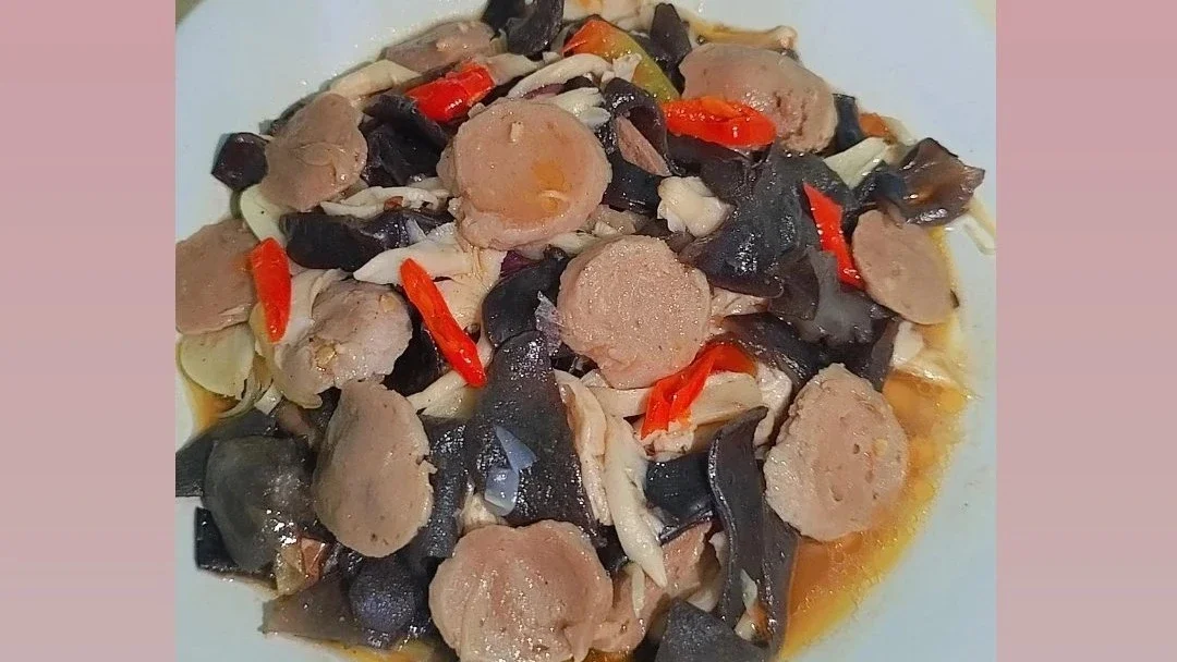 Oseng Jamur Bakso Saos Tiram