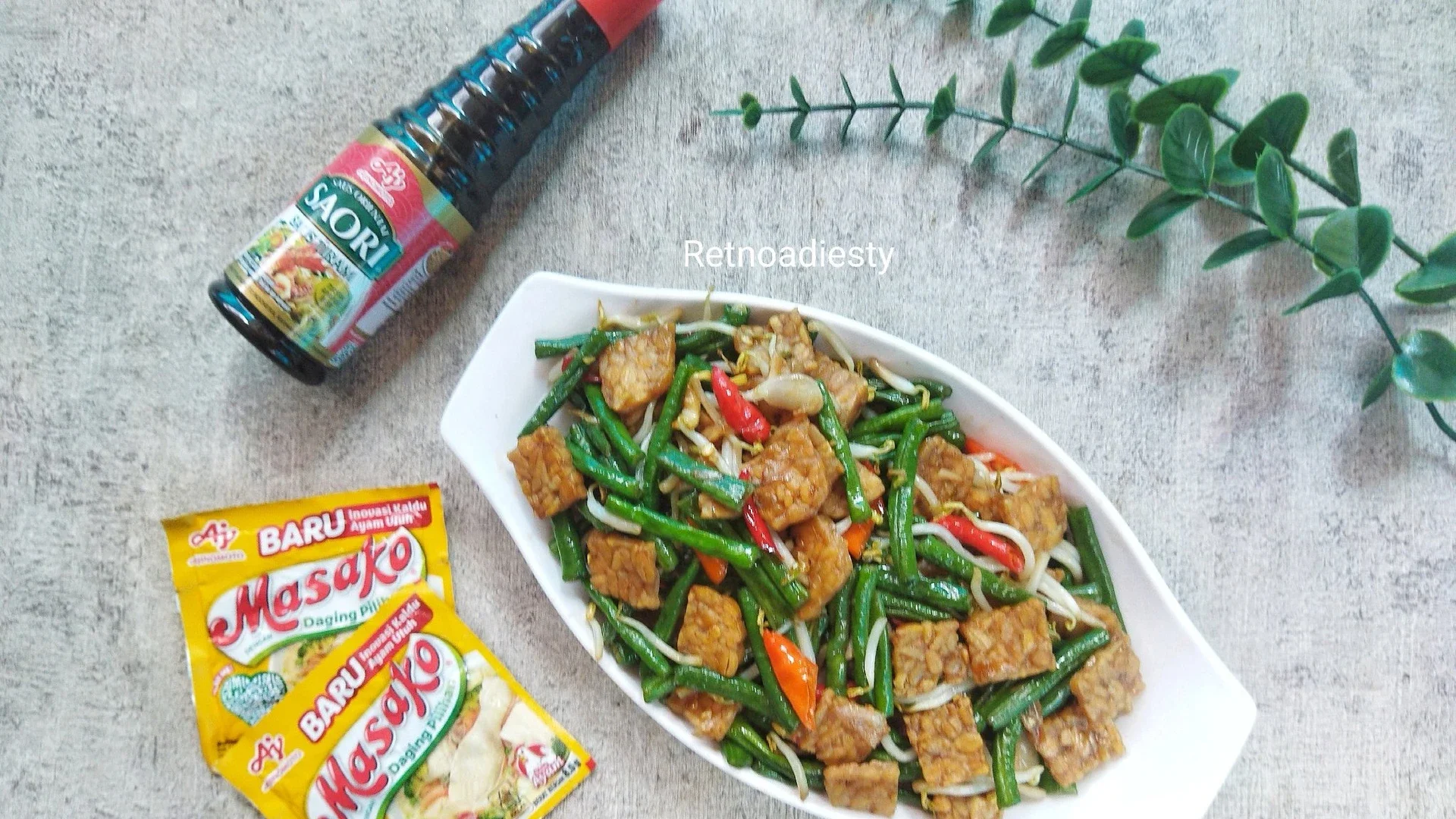 Oseng kacang panjang tauge tempe 