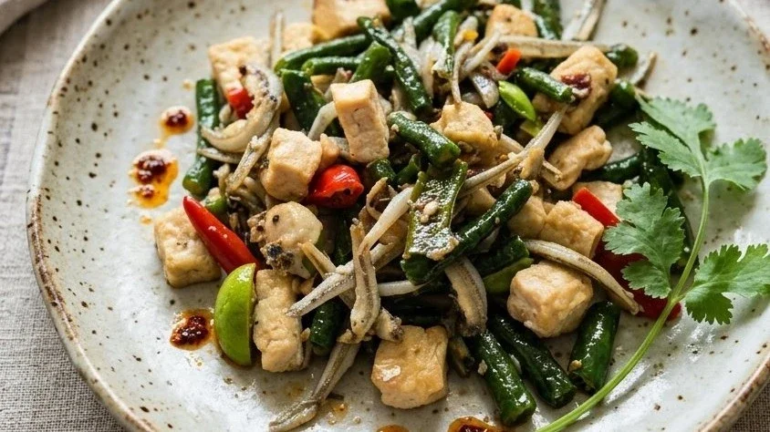 Oseng Kacang teri tahu