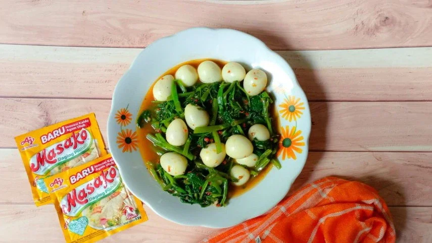 Oseng Kangkung Telur Puyuh ala Masako 