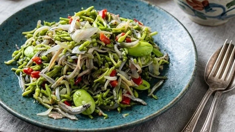 oseng teri kembang kates (bunga pepaya)