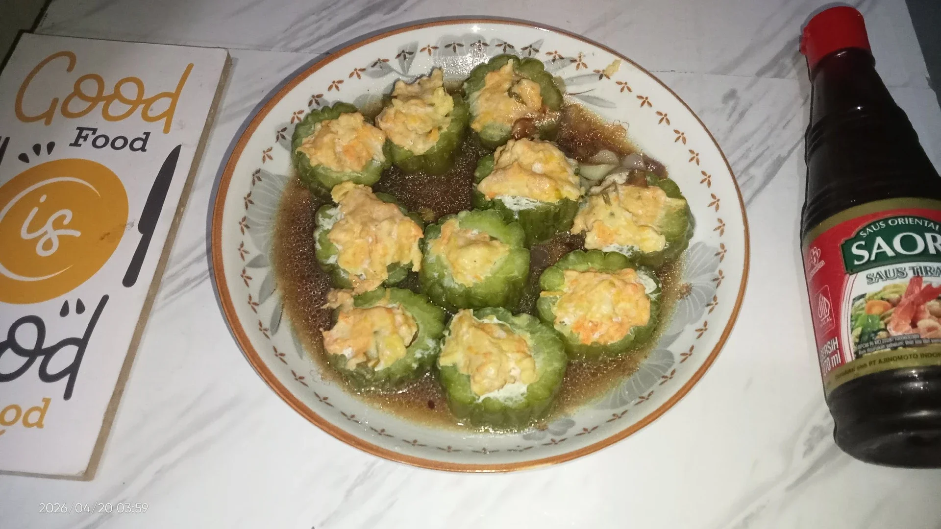 Pare isi daging ayam kuah Saori ®
