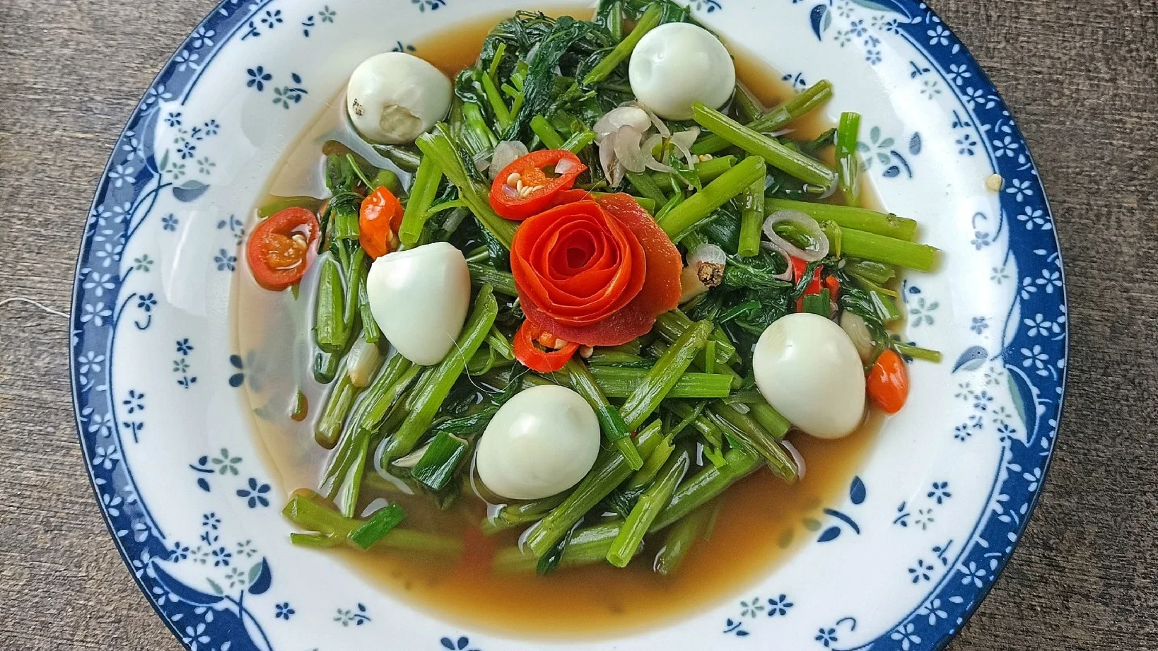 Recook Oseng Kangkung Telur Puyuh ala Masako