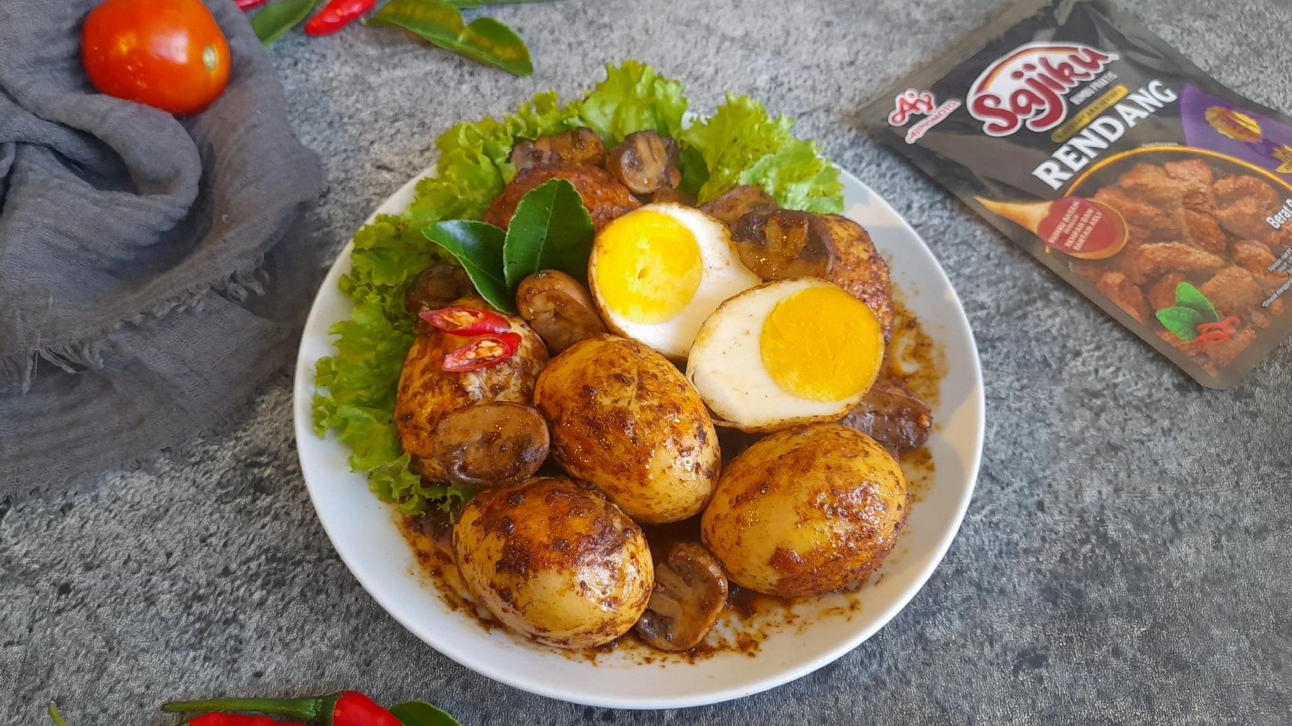 Rendang TelurJamur Kancing ala Sajiku