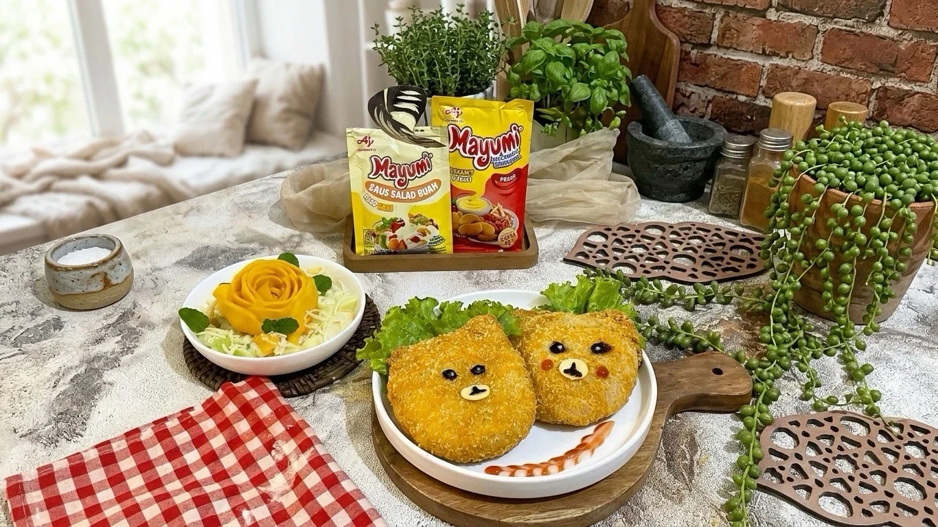 Roti isi Egg Mayo & Salad Buah #MasakanPenuhCinta
