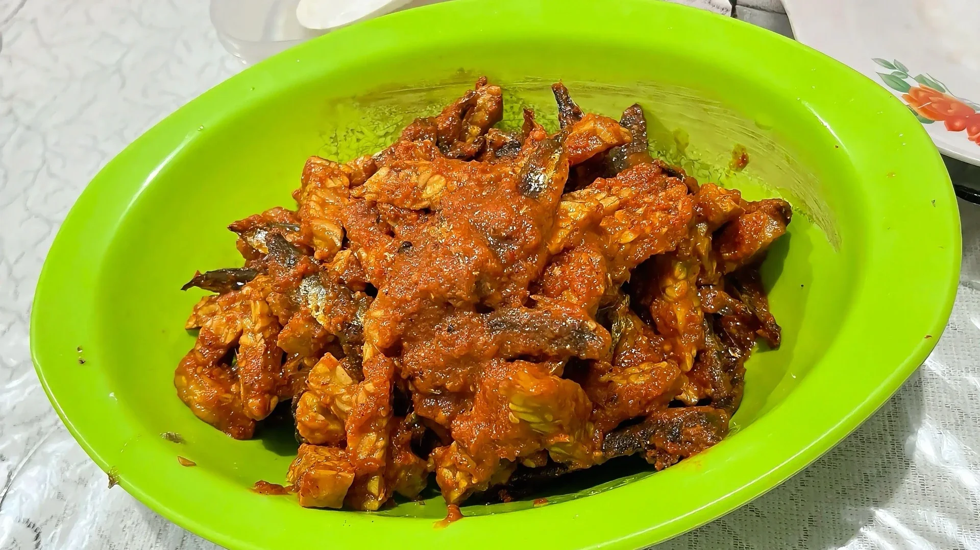 sambel tempe, ikan dencis balado 