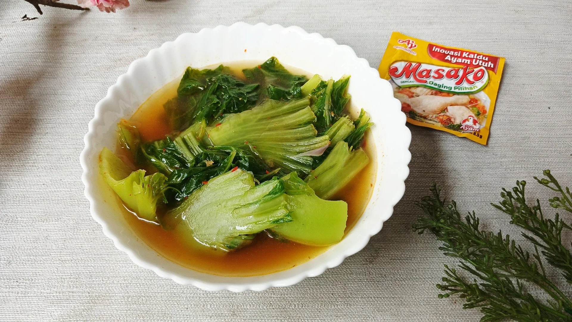 Sawi Pahit Kuah Pedas Masako