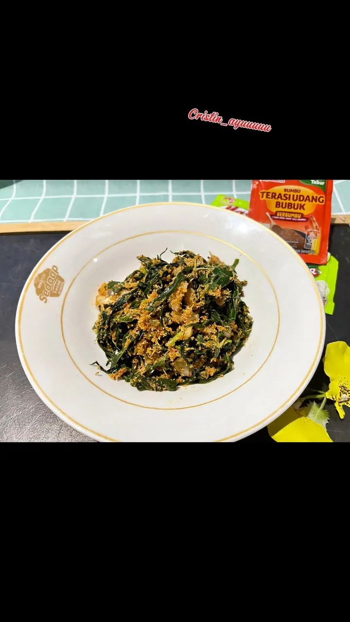 Sayur urap Ala terasi bubuk Ajinomoto