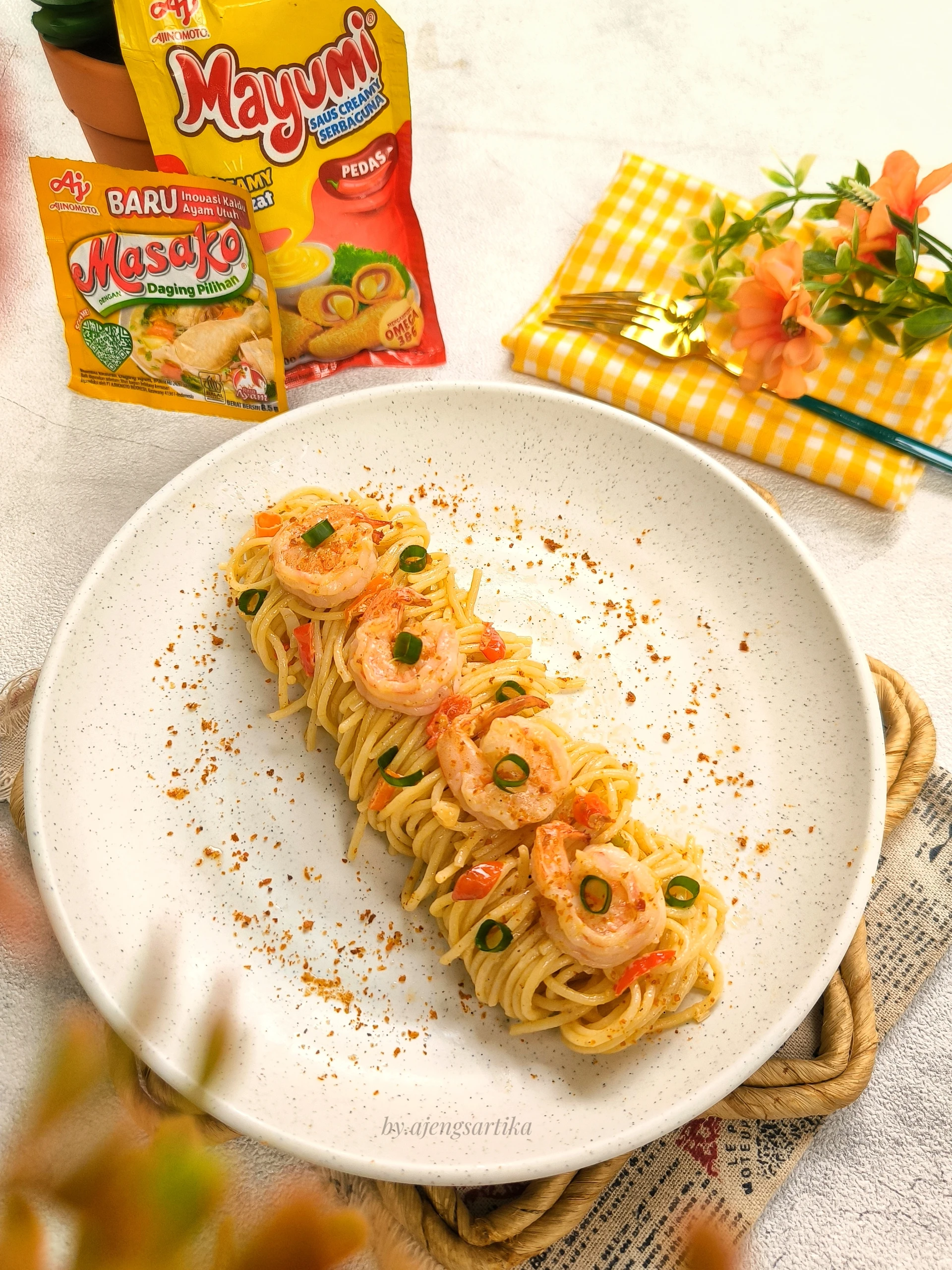 Spaghetti Udang Mayo Pedas