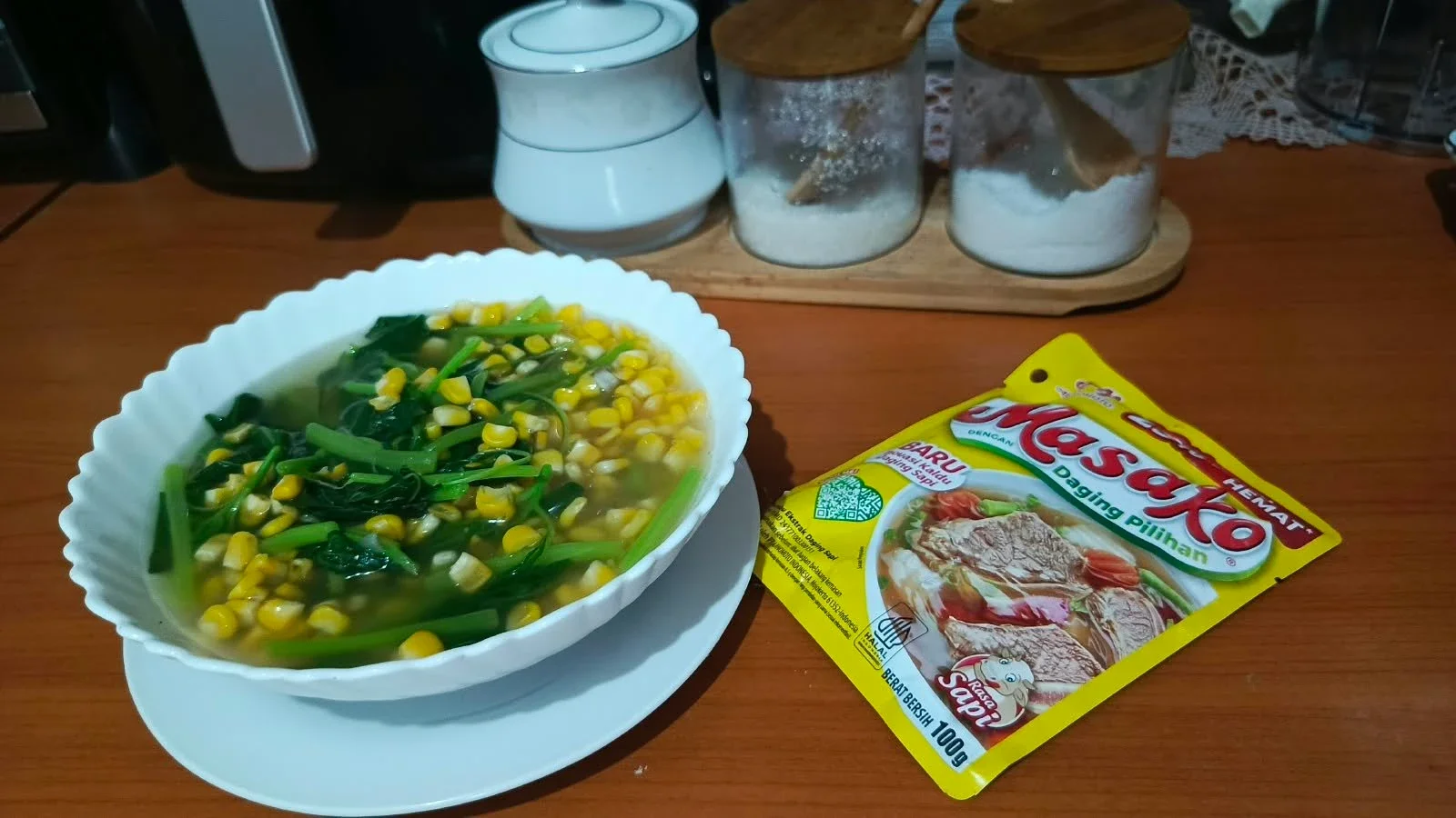Sup Bayam Jagung Masako 