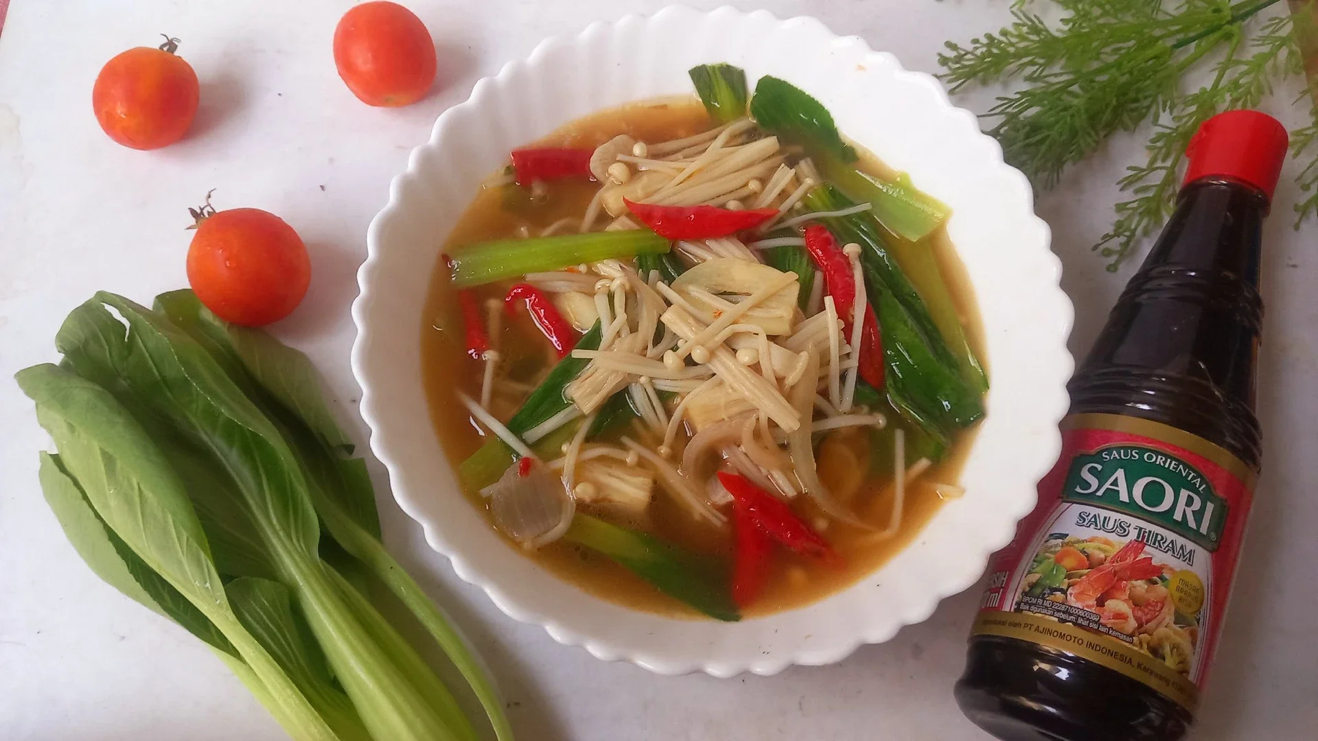 Sup Enoki Pakcoy Tiram.  #KreasiSerbaJamur