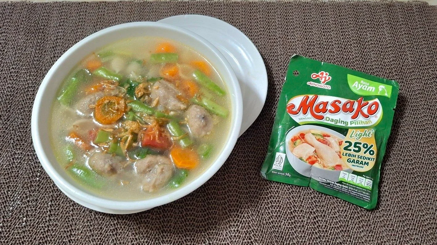 Sup Makaroni Buncis ala Masako