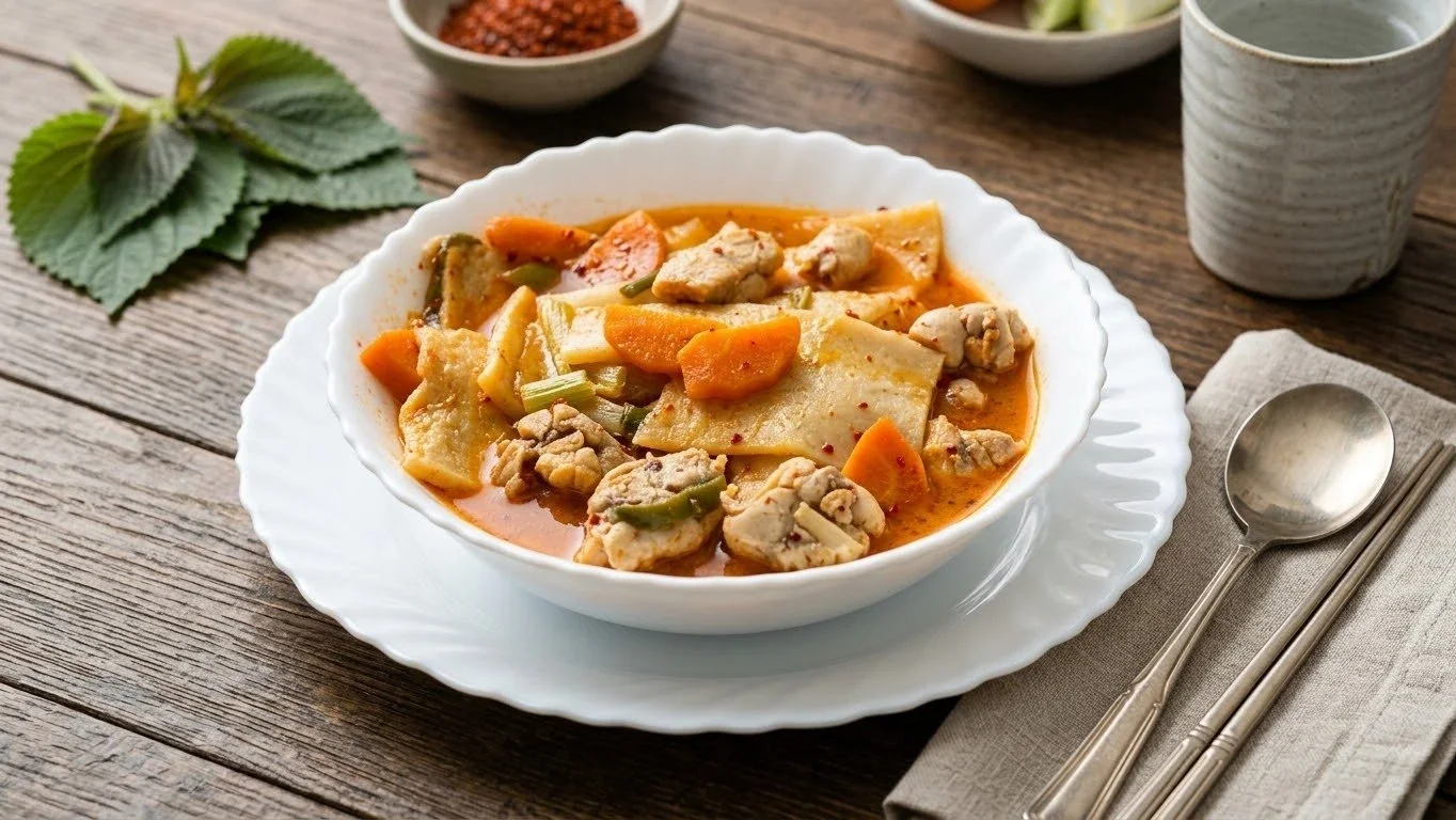 Sup Pedas Ayam dan Kue Ikan