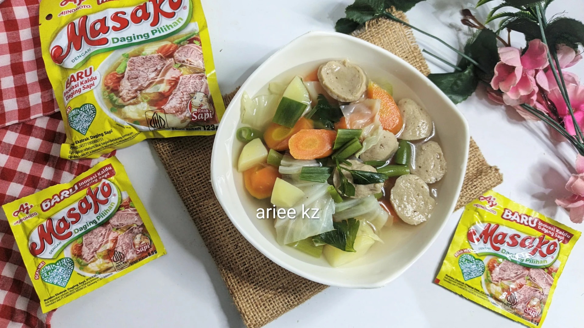 Sup wortel bakso ala masako