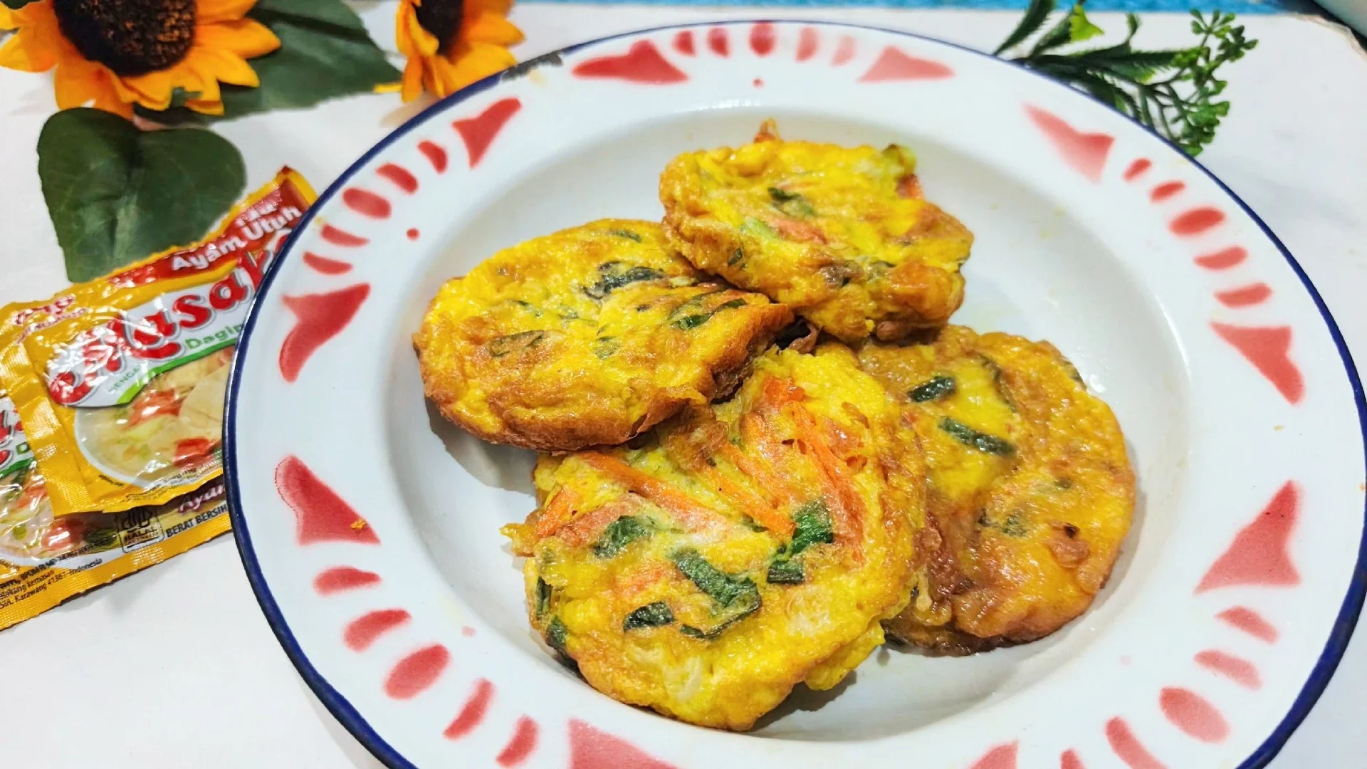 Telur dadar wortel daun bawang