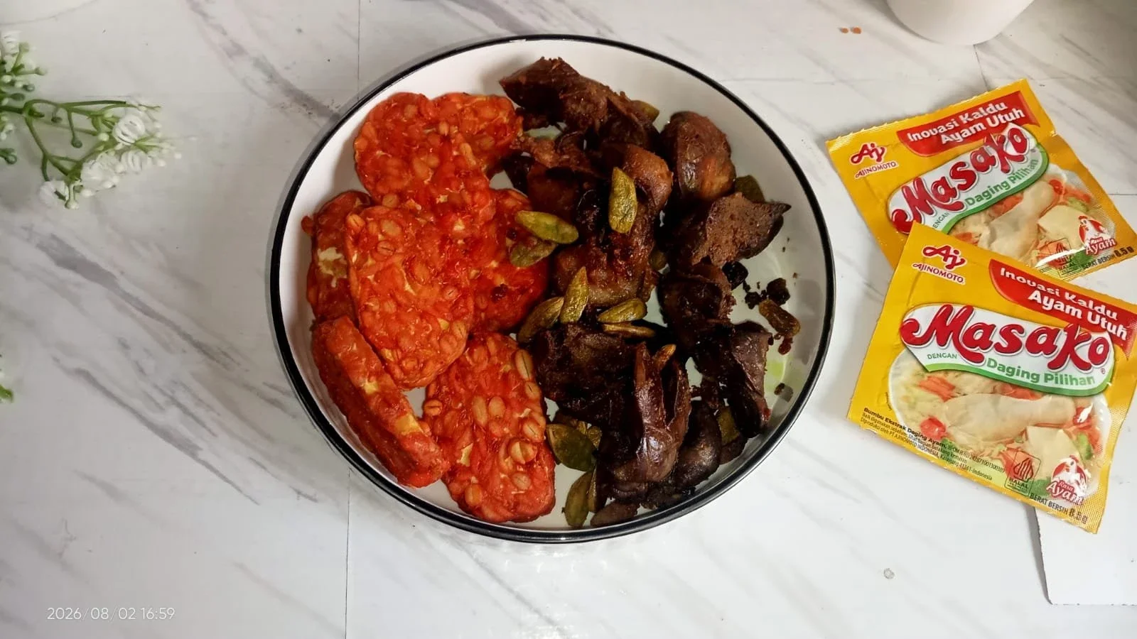Tempe dan Ati Ayam bumbu Masako 
