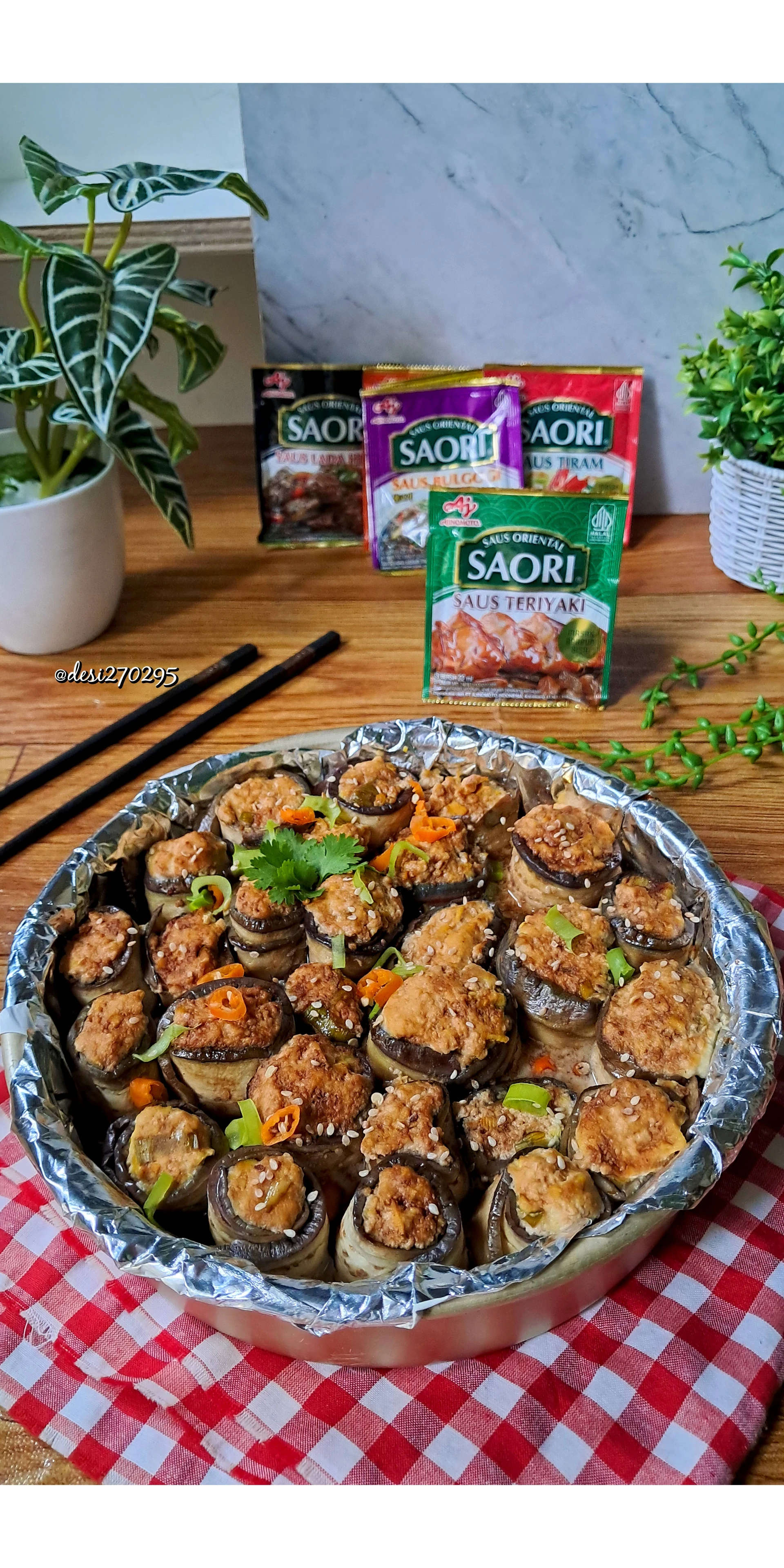 Terong Gulung Tahu Teriyaki