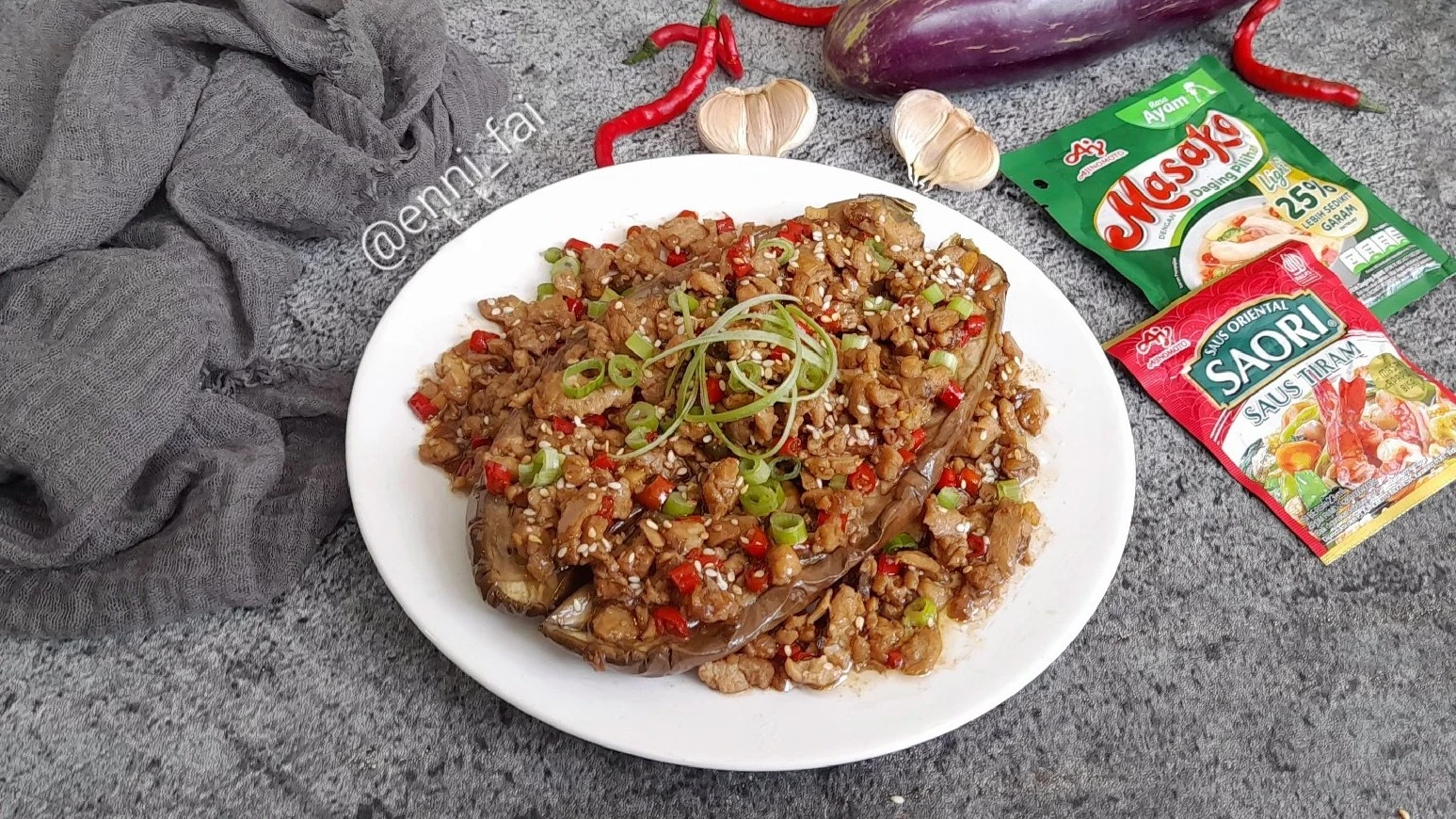 Terong Panggang Siram Ayam Saus Tiram #SejutaRasaLezatSaori