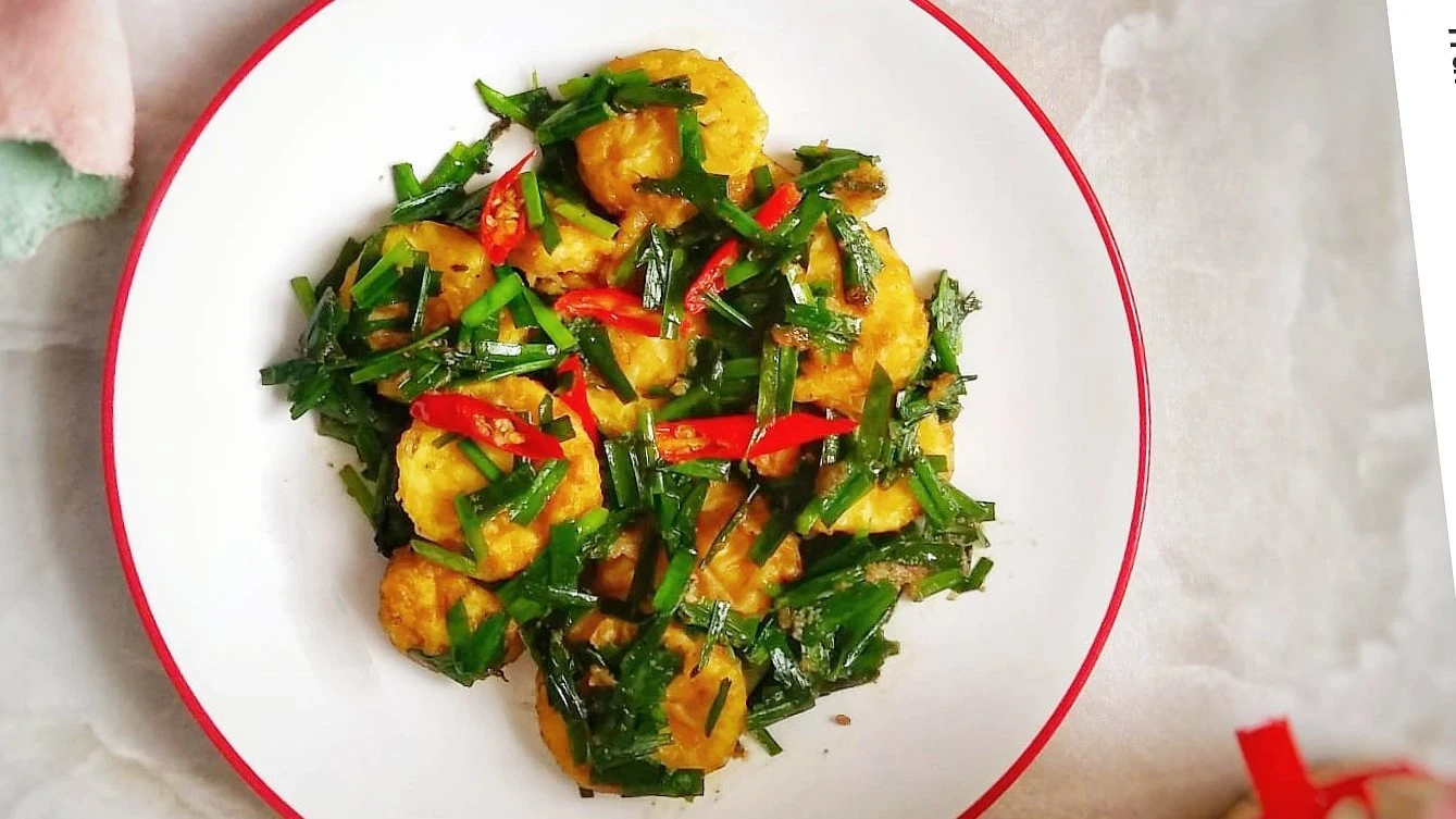 Tofu Tumis Daun Kucai ala Saori