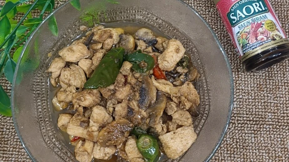 Tumis Ayam Jamur Kancing Ala Saori