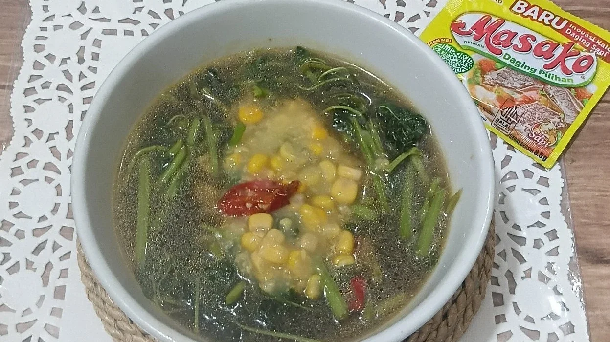 Tumis Bayam Jagung ala Masako Sapi