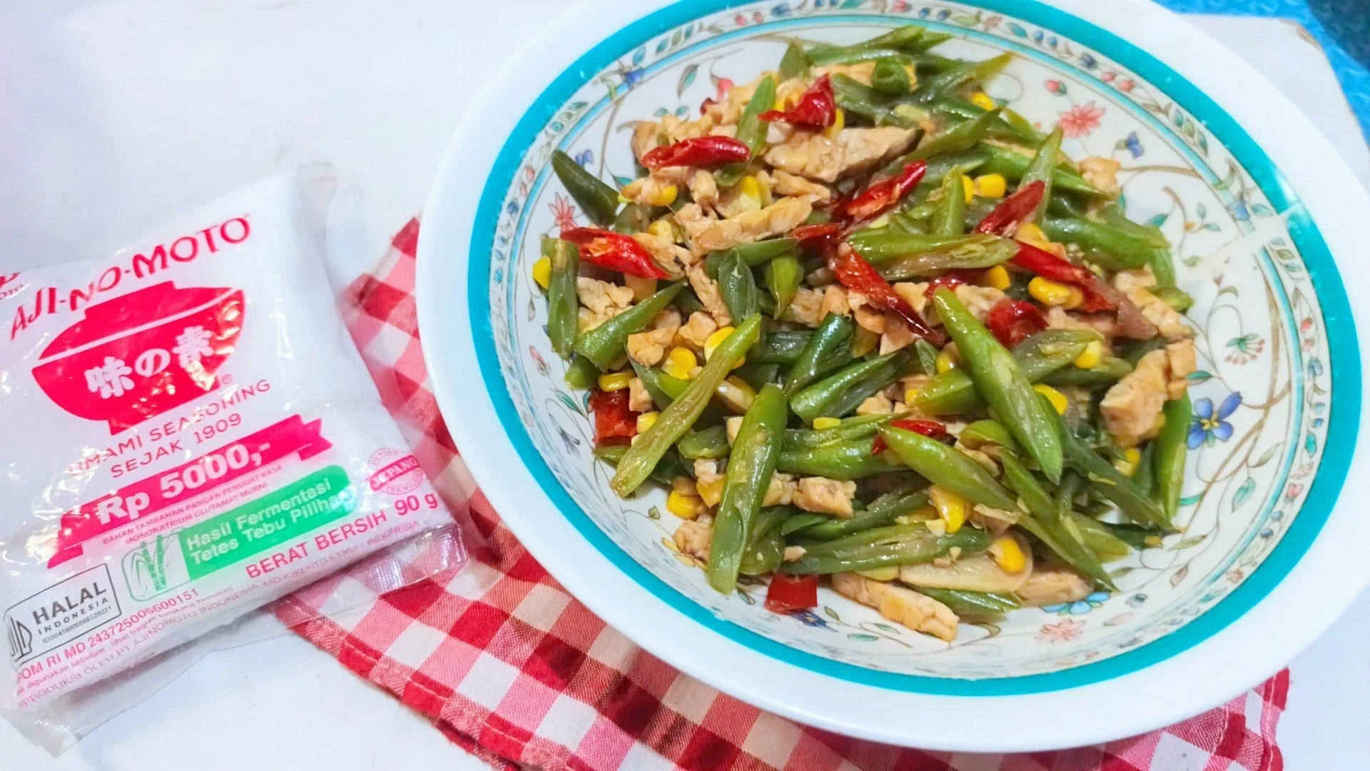 Tumis buncis jagung tempe