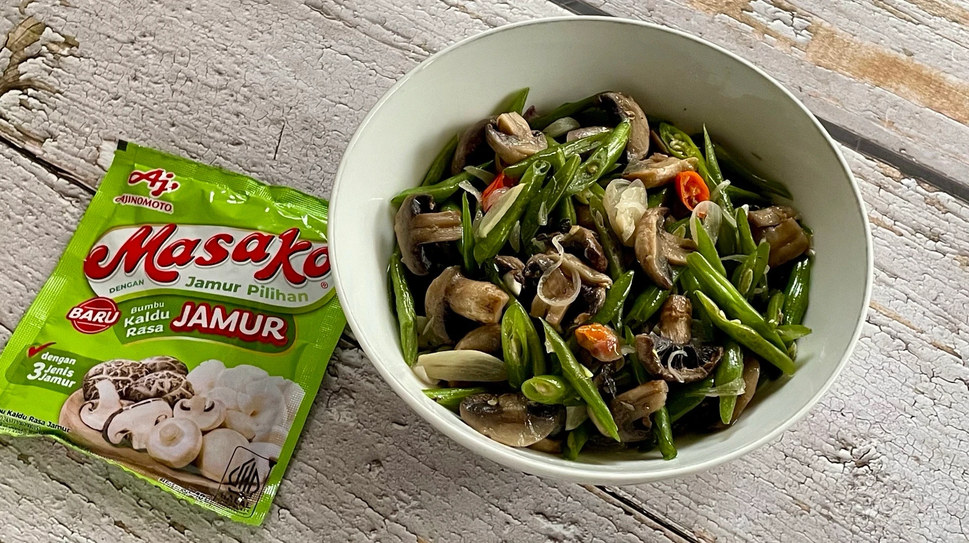 Tumis Buncis Jamur Kancing ala Masako