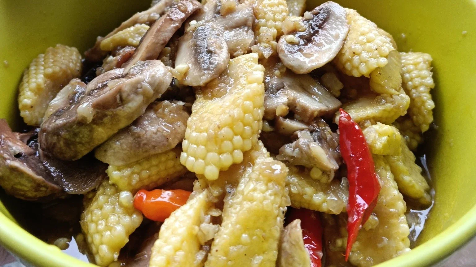 Tumis Jagung Muda dan Jamur