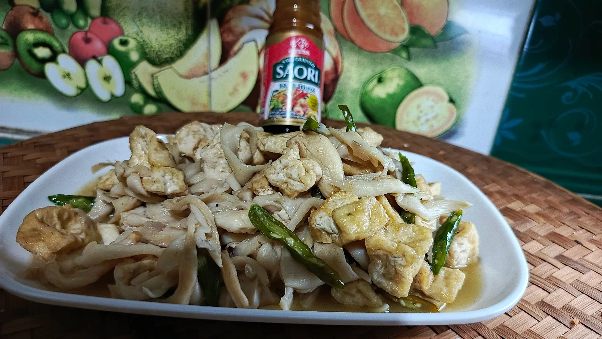Tumis Jamur Tahu Ala Saori