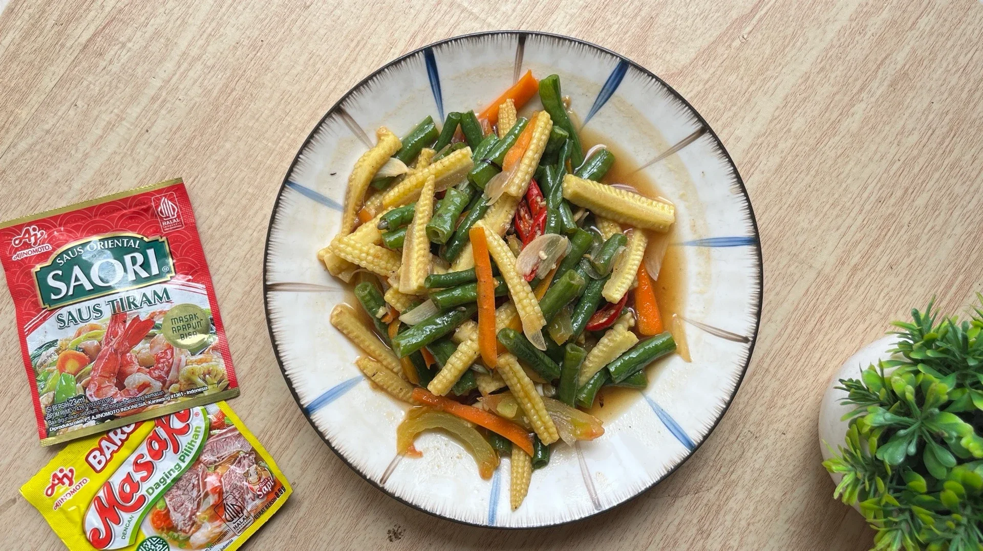 tumis kacang panjang jagung muda