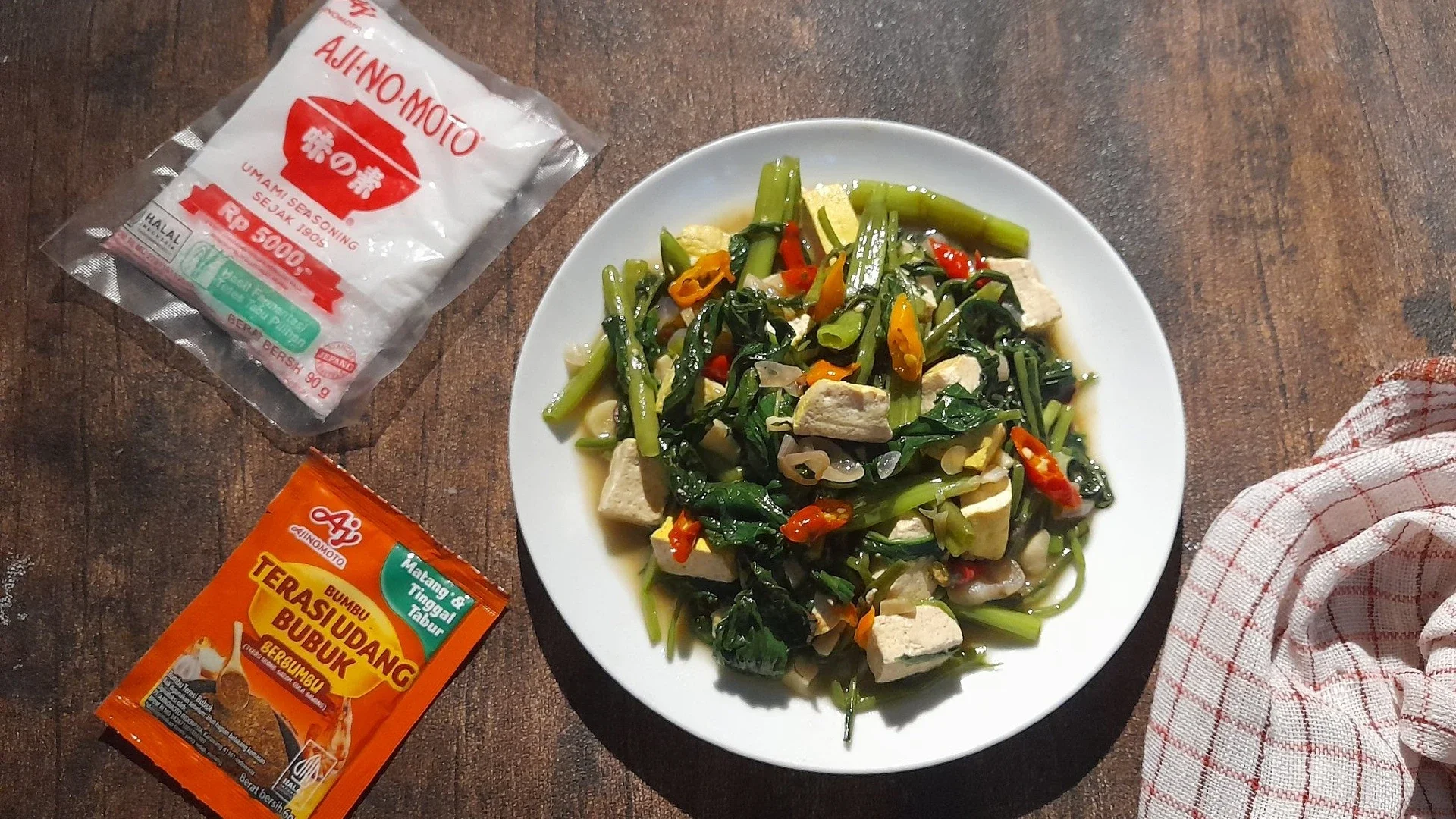 Tumis kangkung Tahu Terasi Udang
