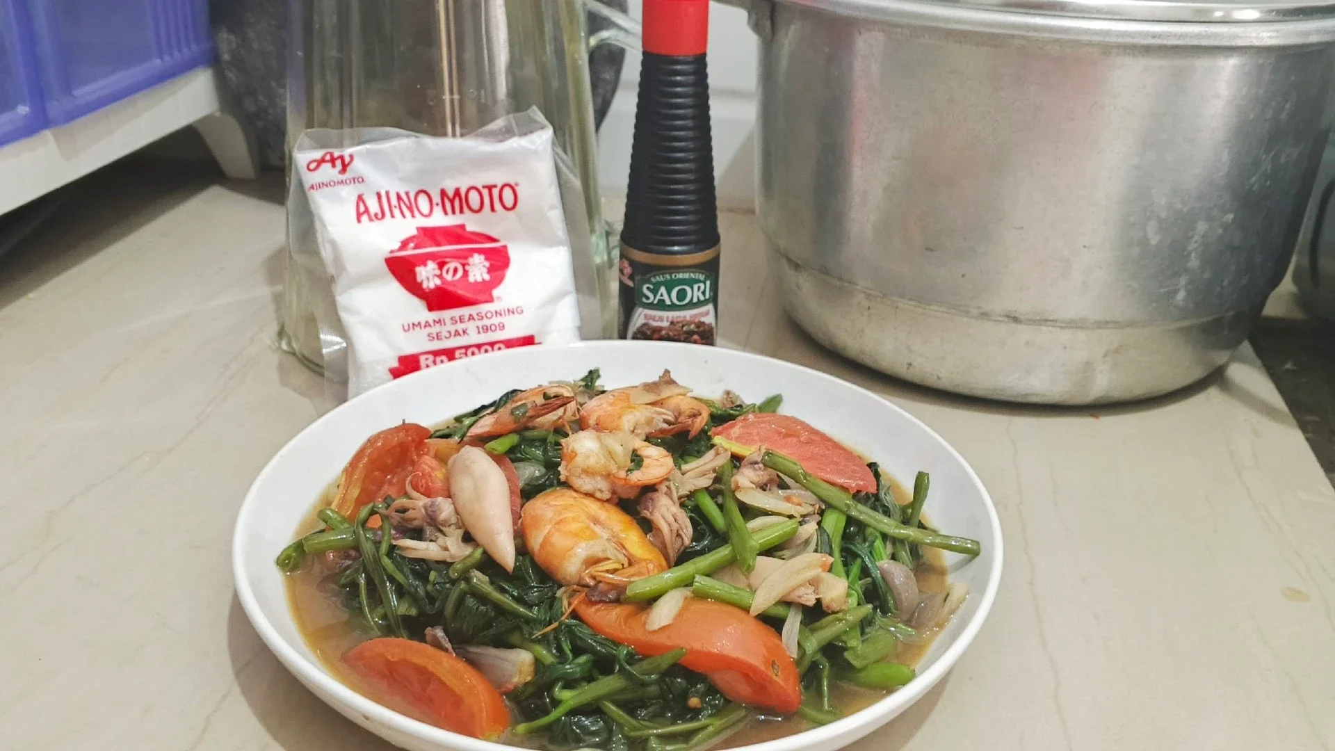 tumis kangkung udang alasaori lada hitam