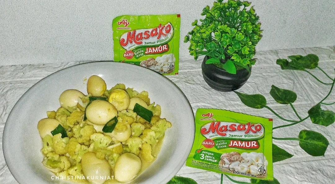 Tumis Kembang Kol Telur Puyuh ala Masako Jamur #MasakanPenuhCinta