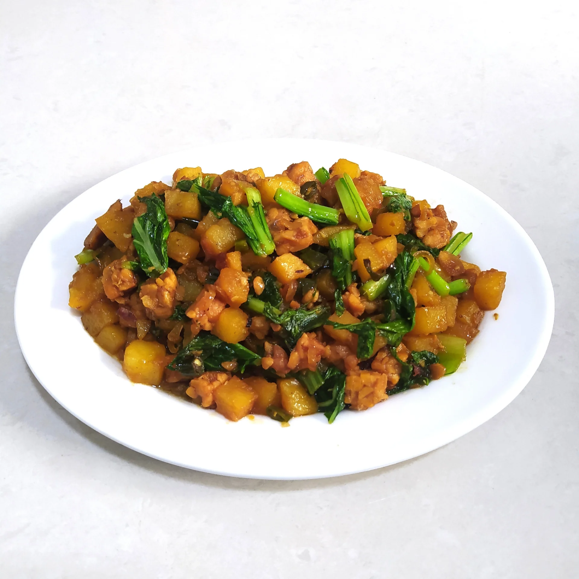Tumis Kentang Tempe Sawi Kecap