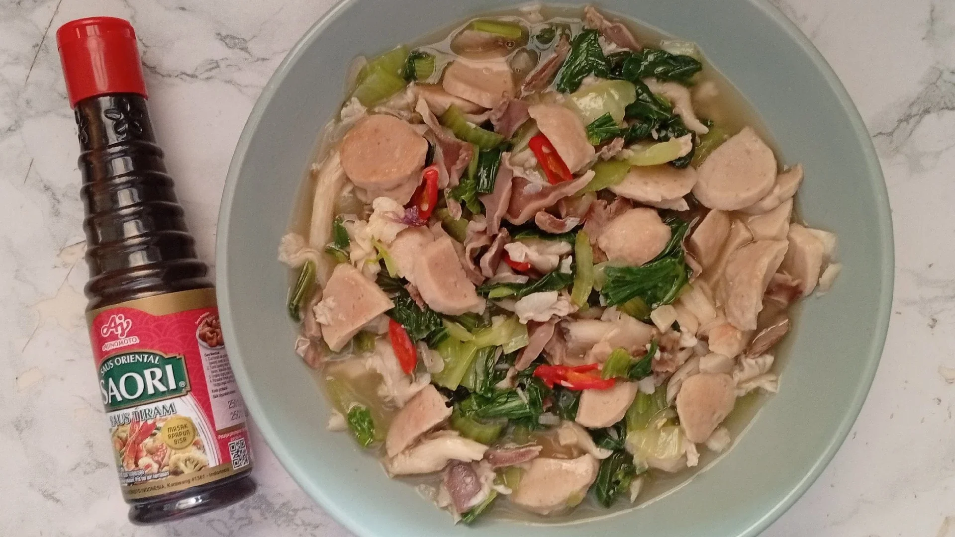 Tumis Pakcoi Bakso Jamur