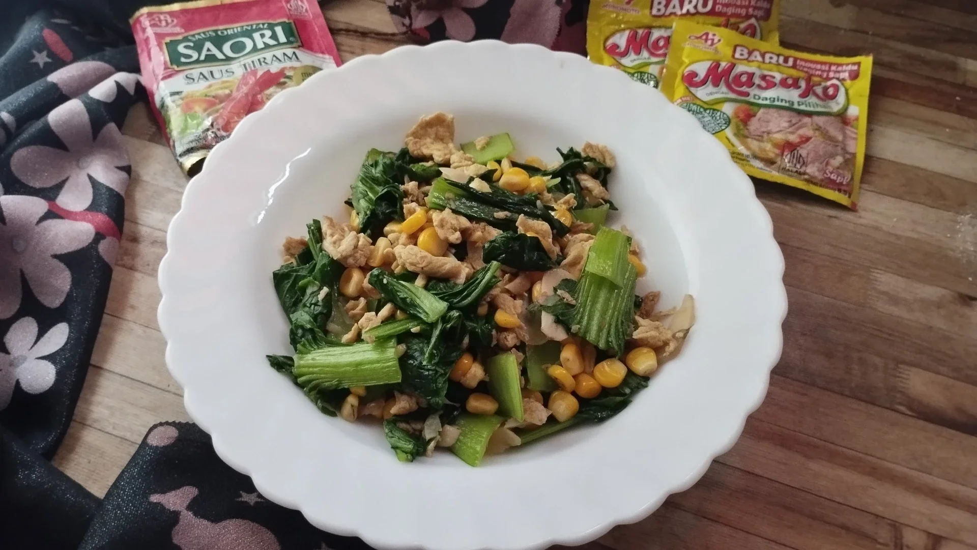 Tumis Pokcoy Jagung Telur Saori