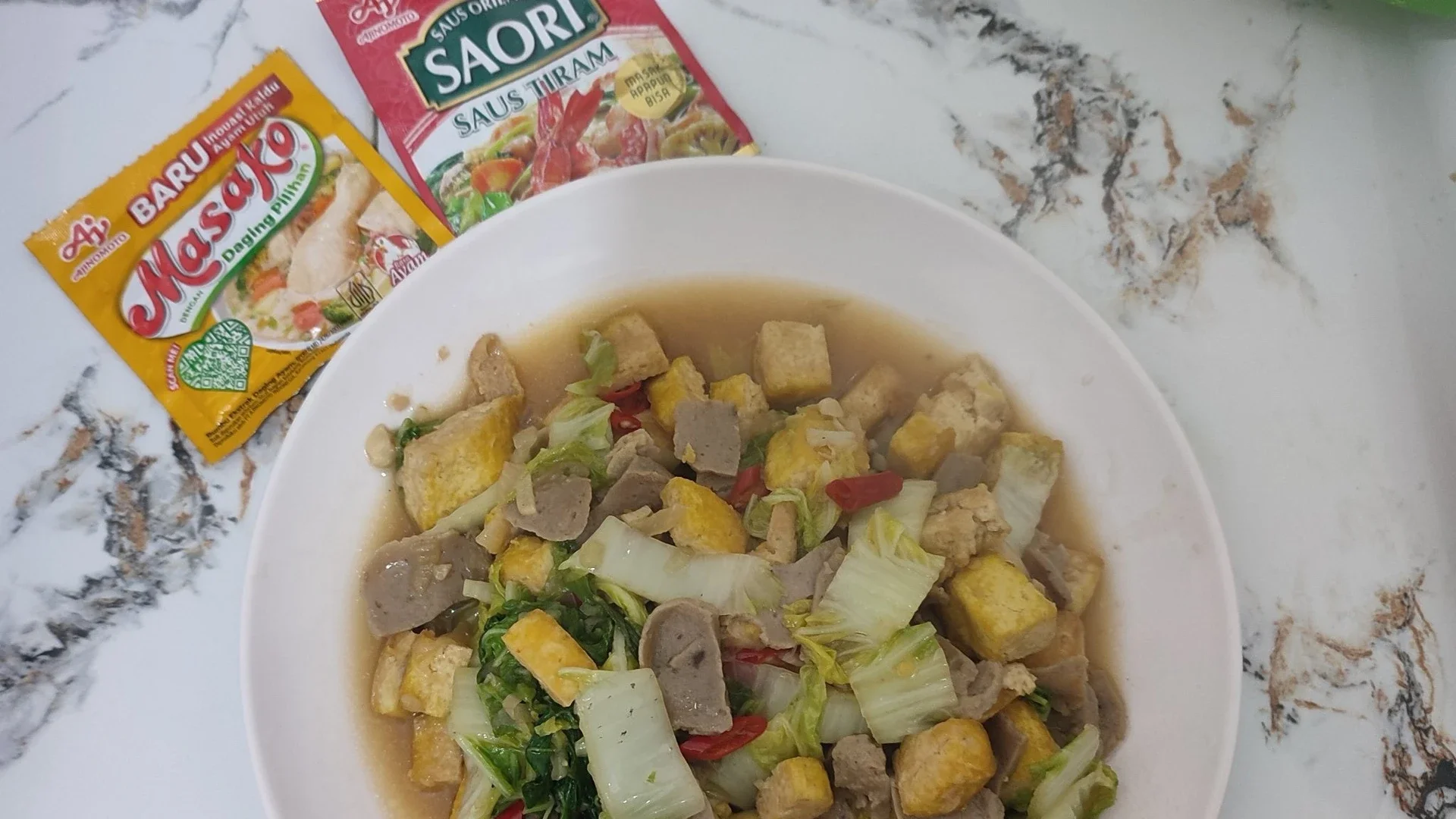 Tumis Sawi Putih, Tahu dan Bakso
