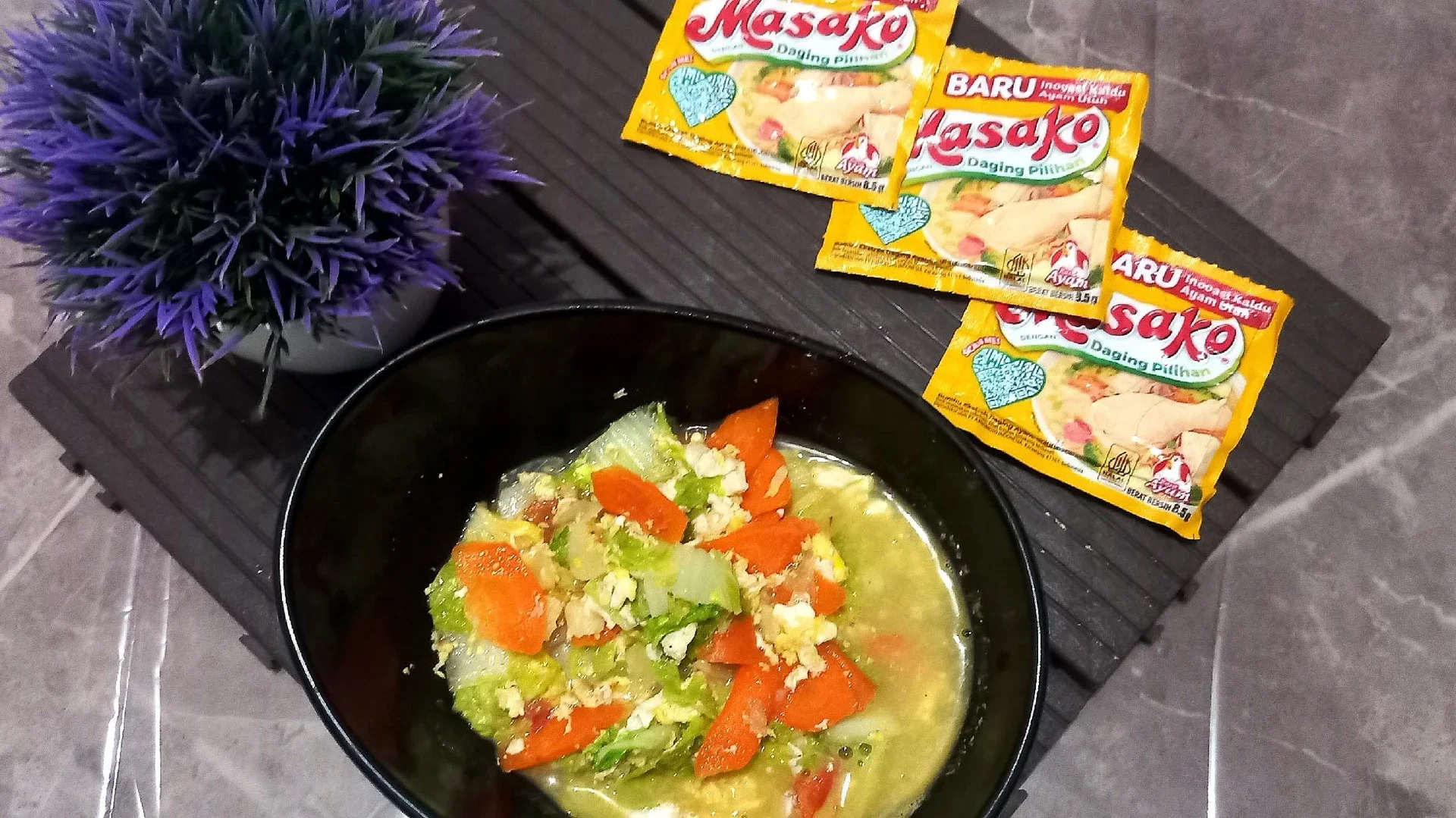 Tumis sawi putih wortel telur