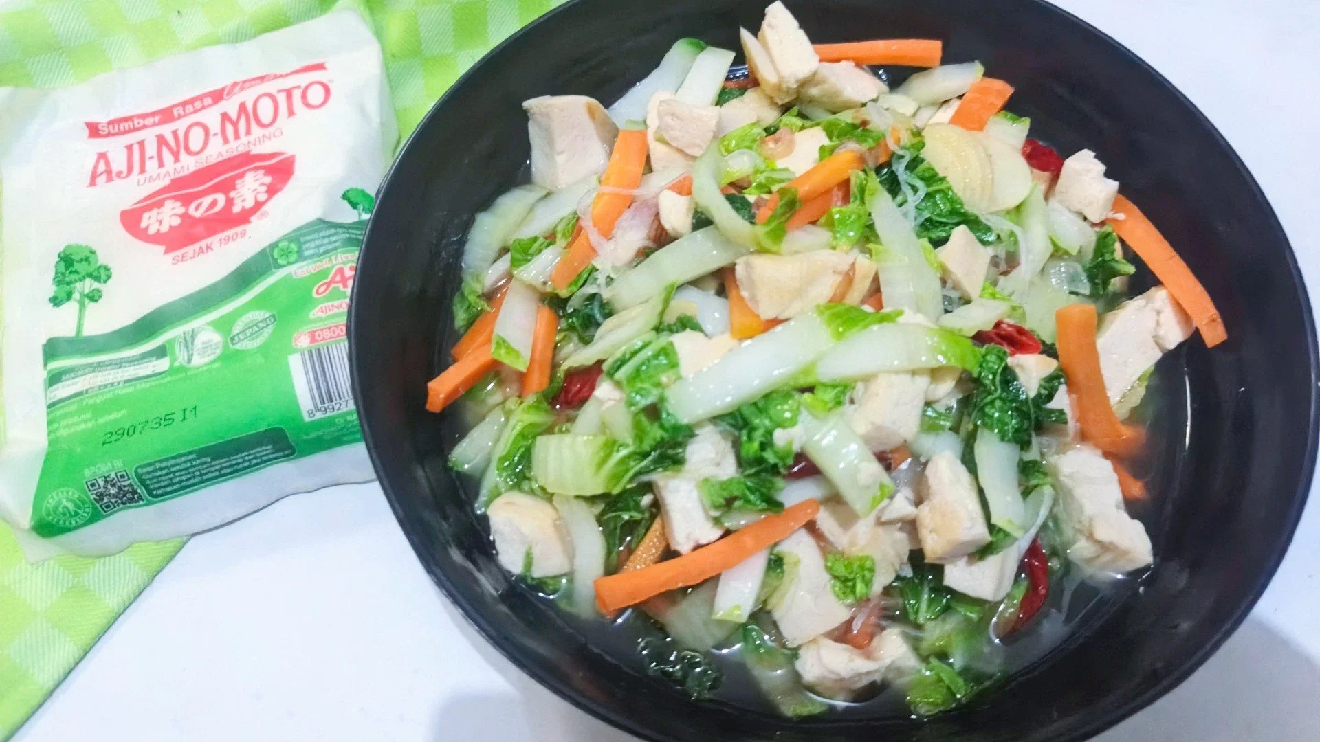 Tumis sawi wortel tahu ala Ajinomoto 
