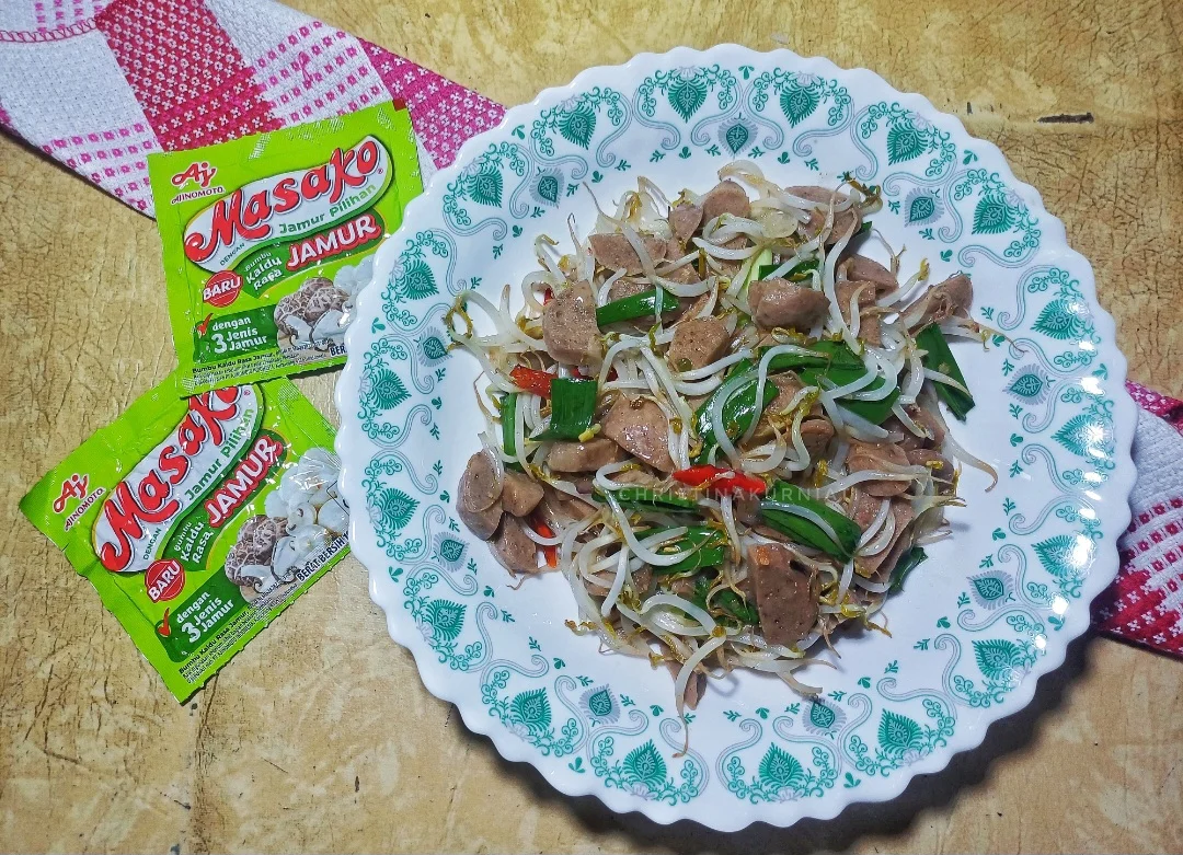 Tumis Tauge Bakso Daun Bawang