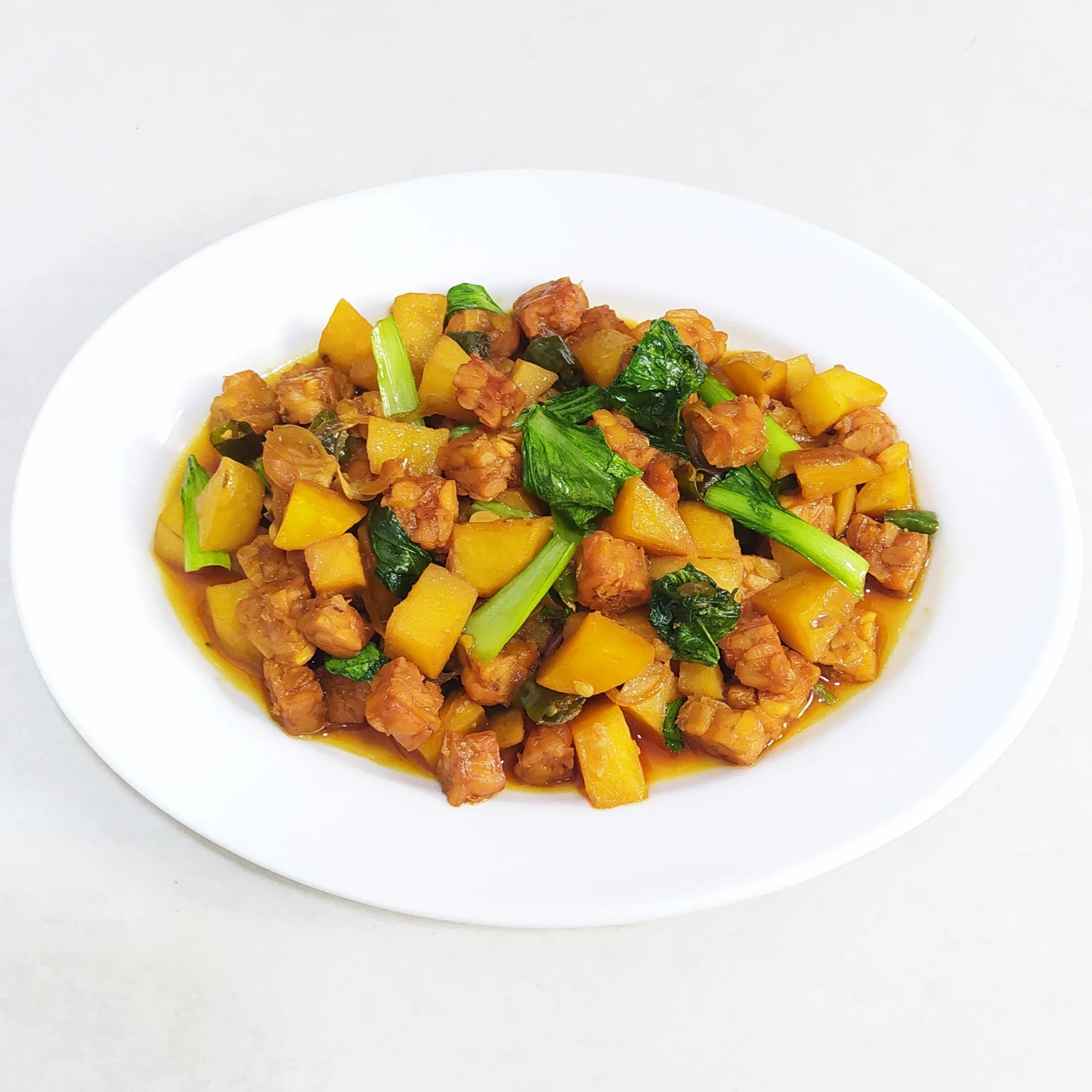 Tumis Tempe Kentang Pakcoy Kecap