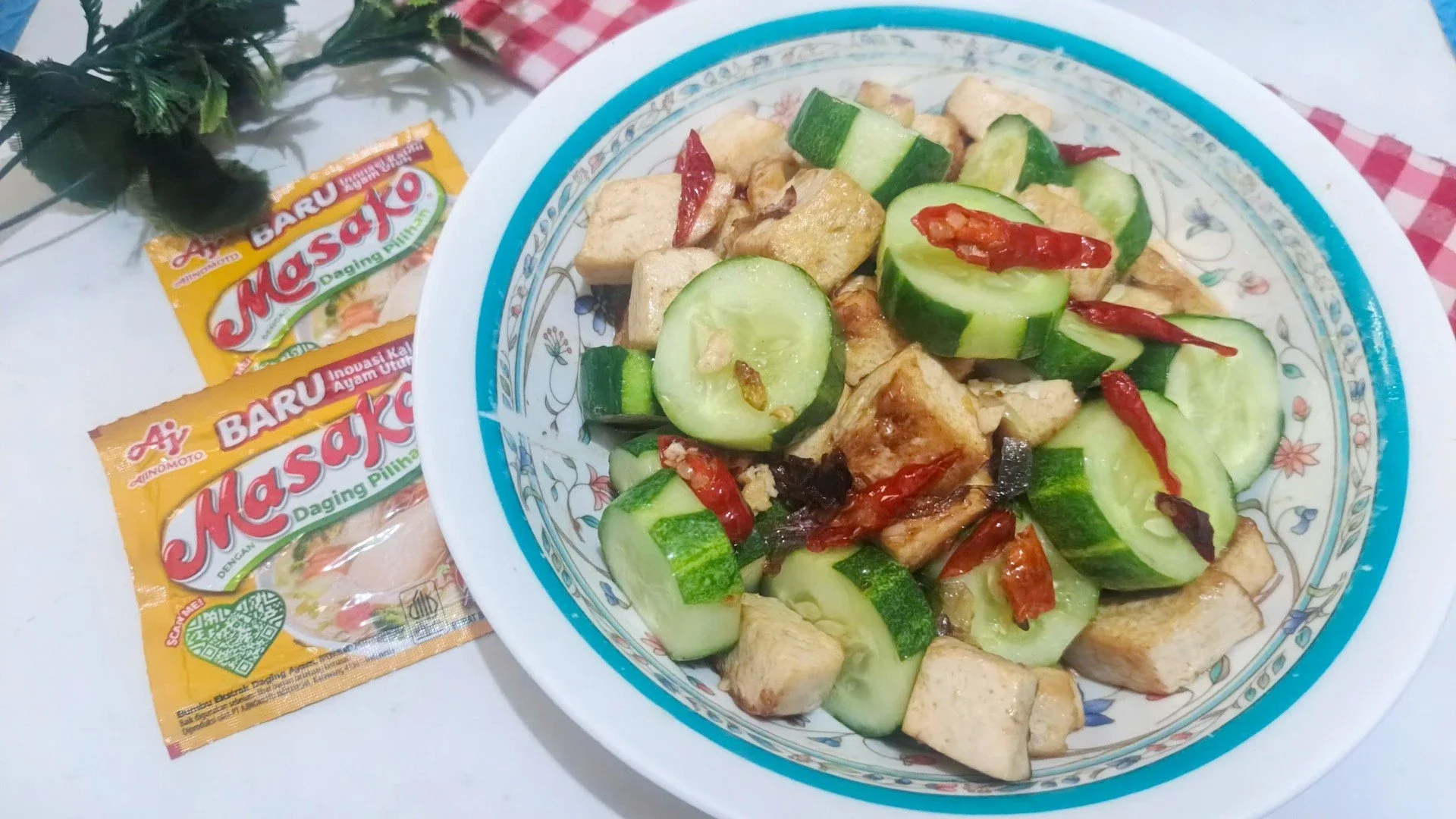 Tumis timun tahu ala masako