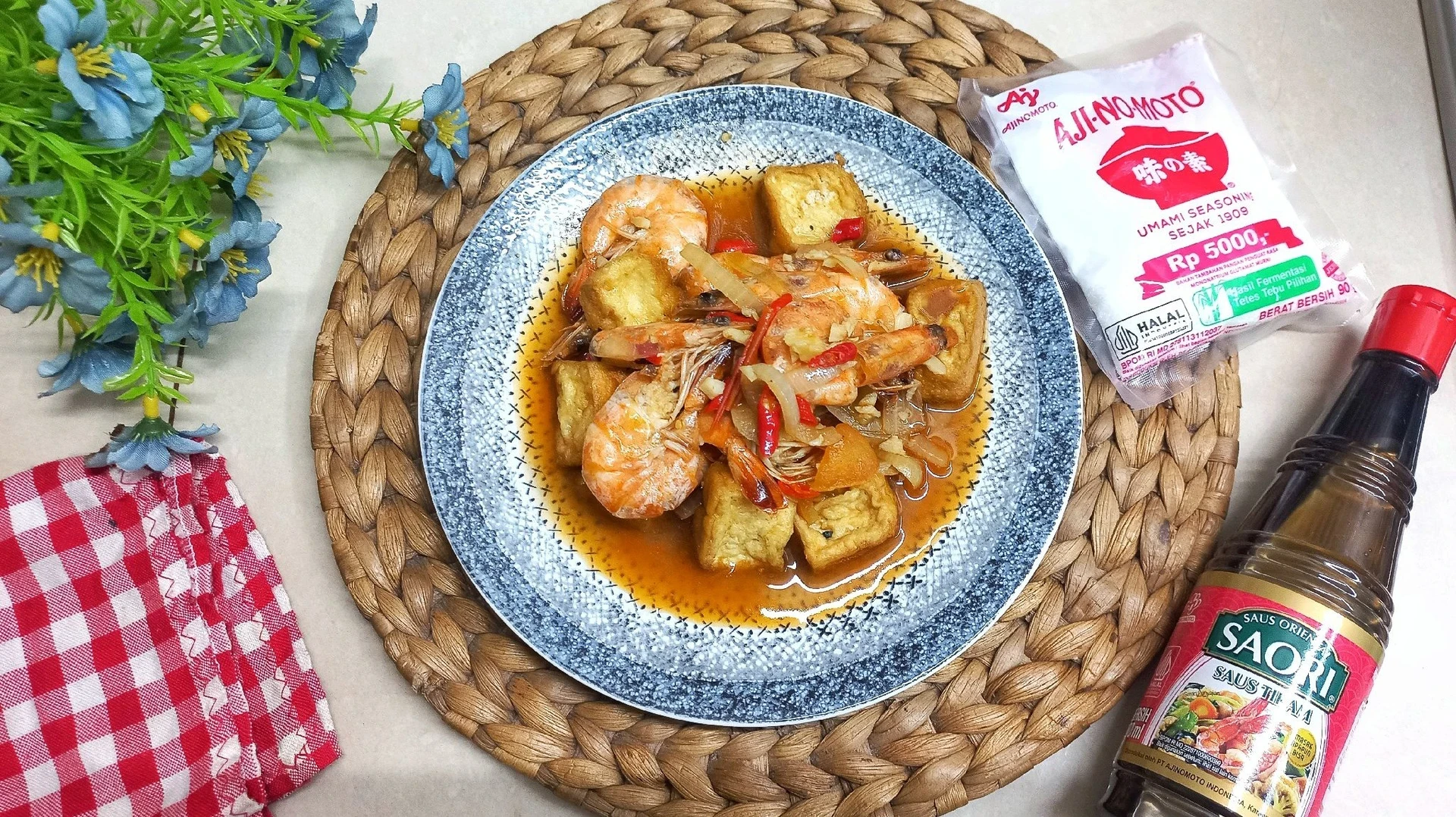 Udang tahu saus tiram